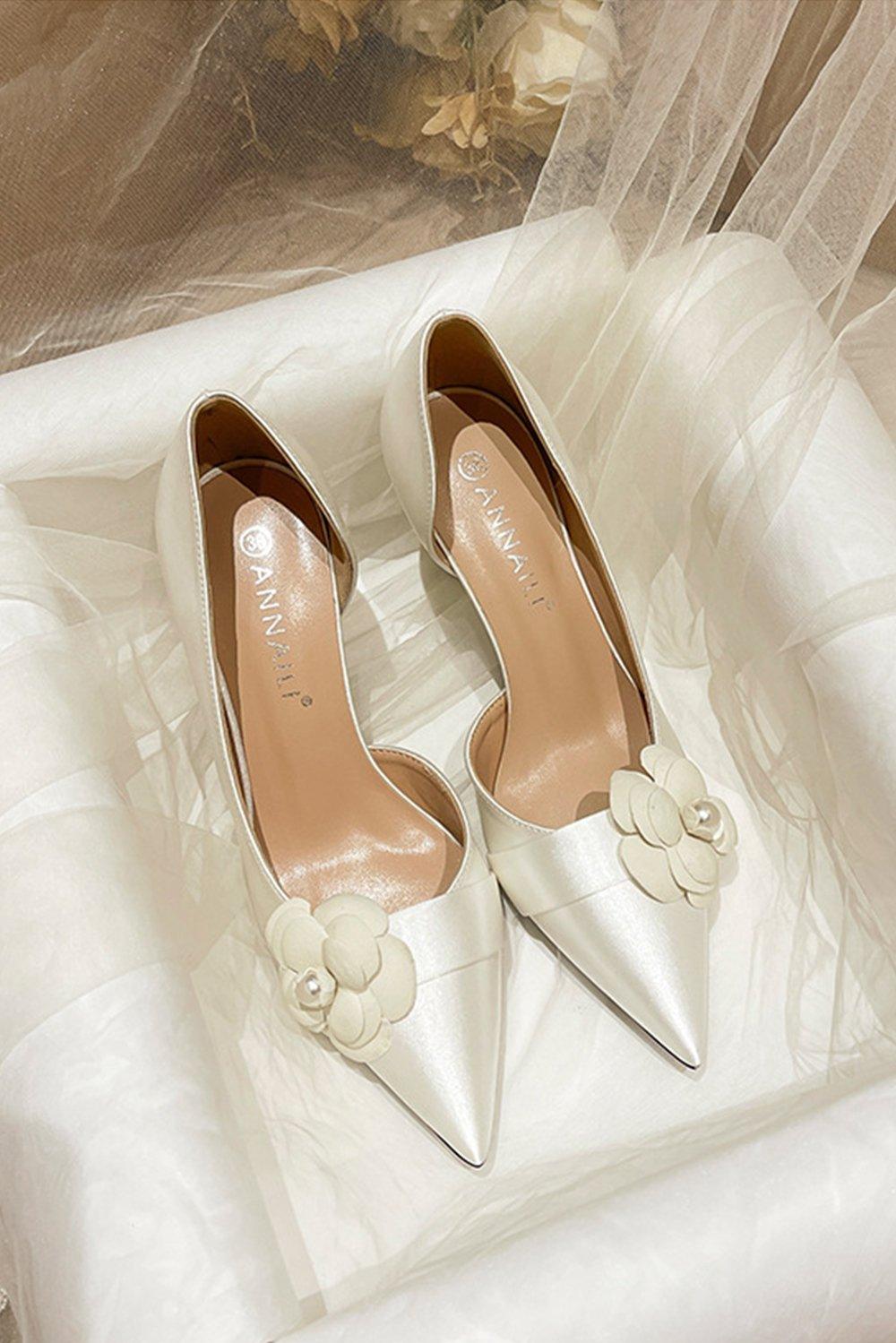 Stiletto Heel 7cm Satin Heels Bridal Shoes CK0122 - COCOMELODY