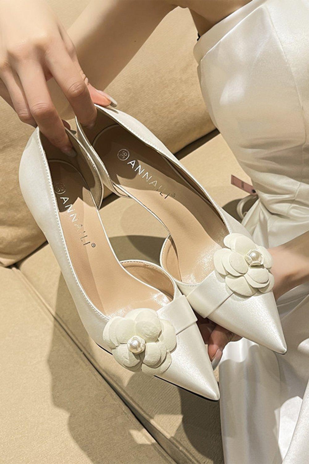 Stiletto Heel 7cm Satin Heels Bridal Shoes CK0122 - COCOMELODY