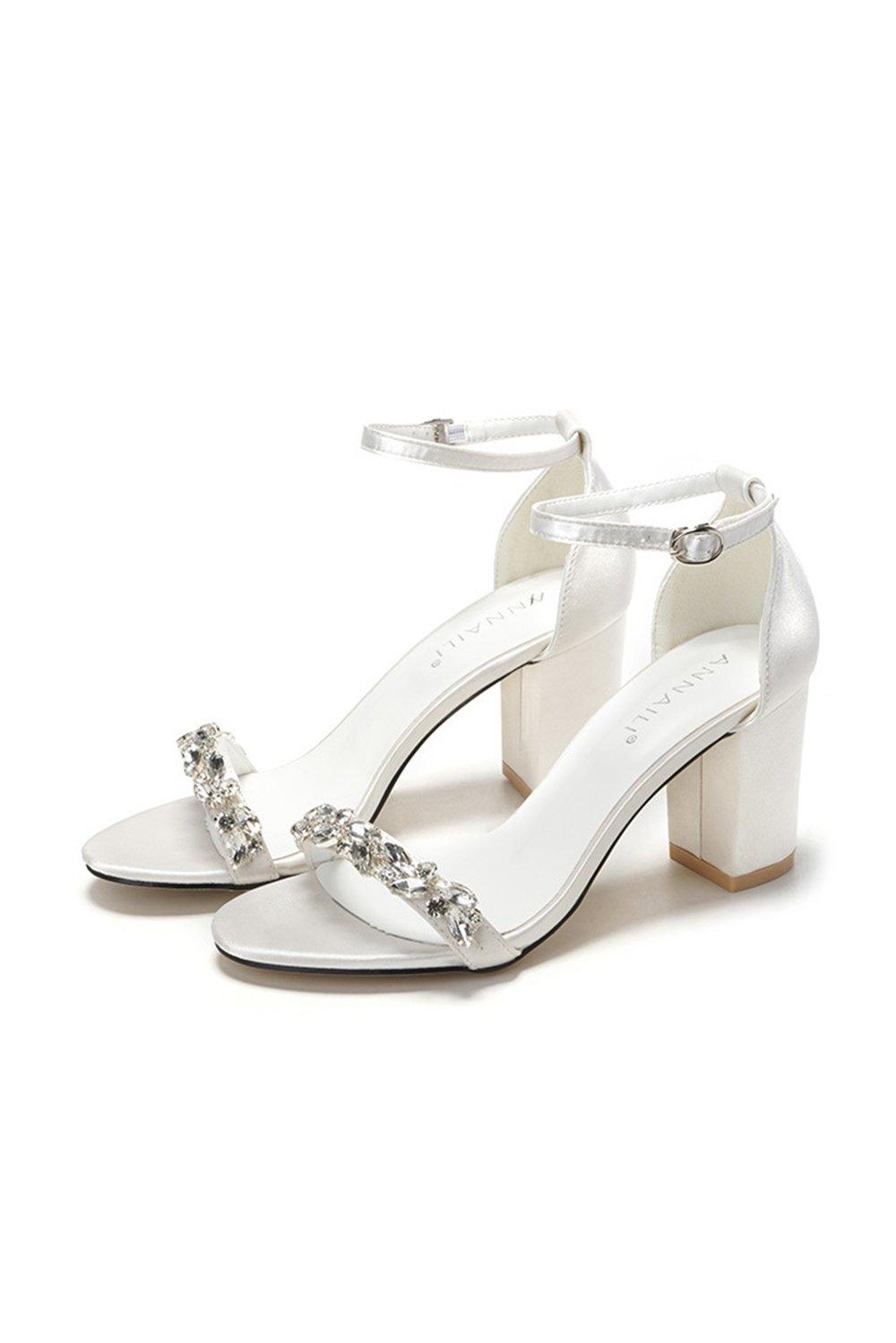 Chunky Heel 7.5cm Satin Heels Bridal Shoes CK0123 - COCOMELODY