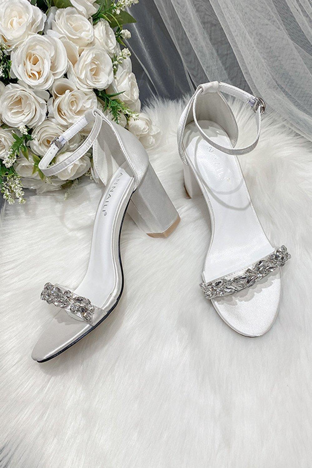 Chunky Heel 7.5cm Satin Heels Bridal Shoes CK0123 - COCOMELODY
