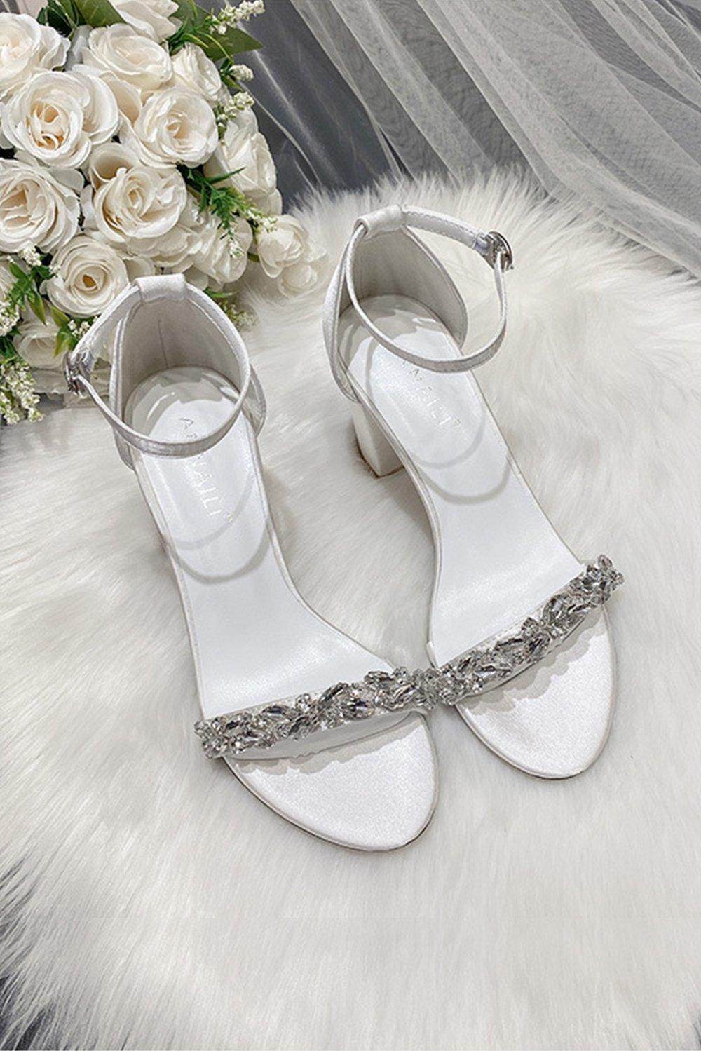 Chunky Heel 7.5cm Satin Heels Bridal Shoes CK0123 - COCOMELODY