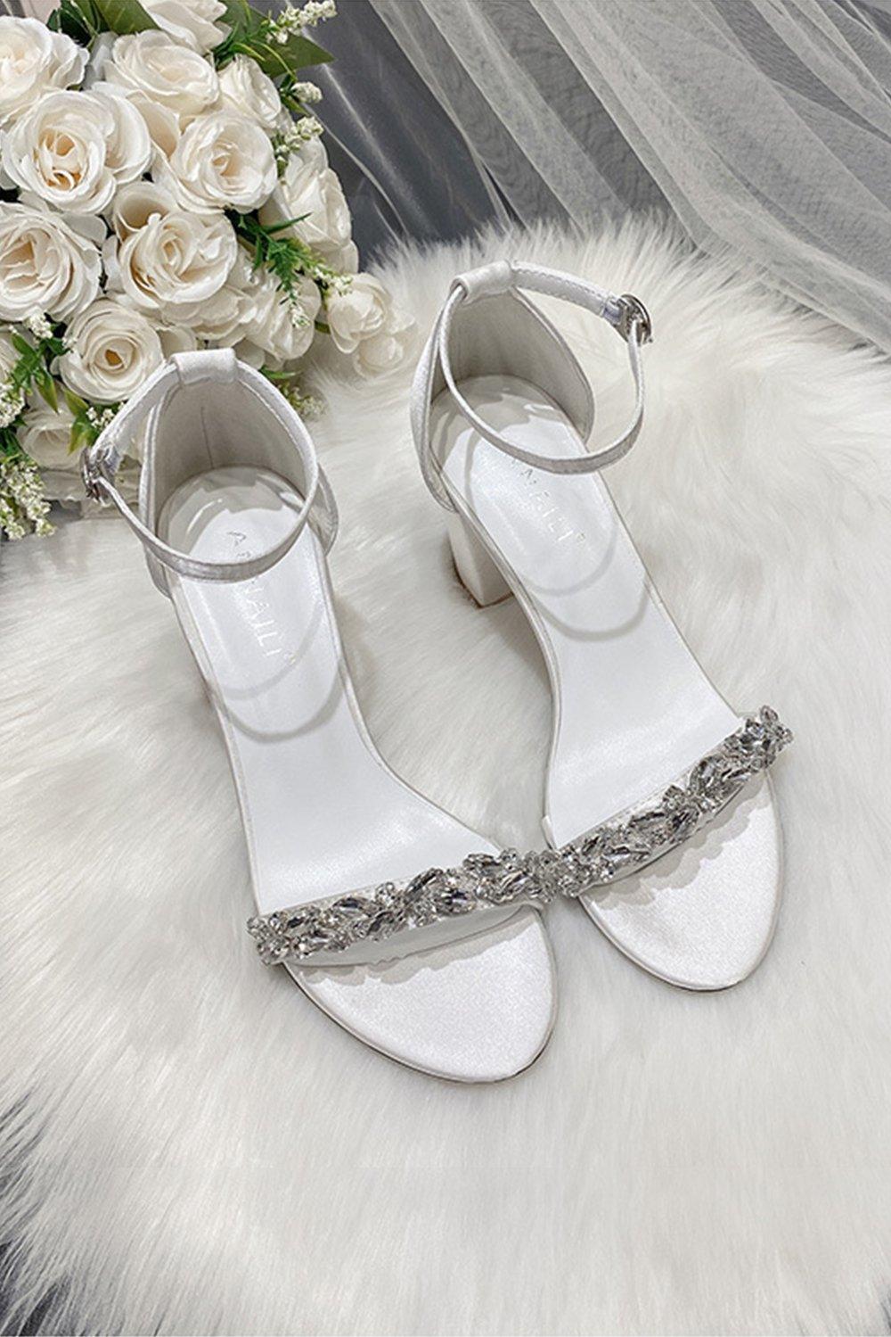 Chunky Heel 7.5cm Satin Heels Bridal Shoes CK0123 - COCOMELODY