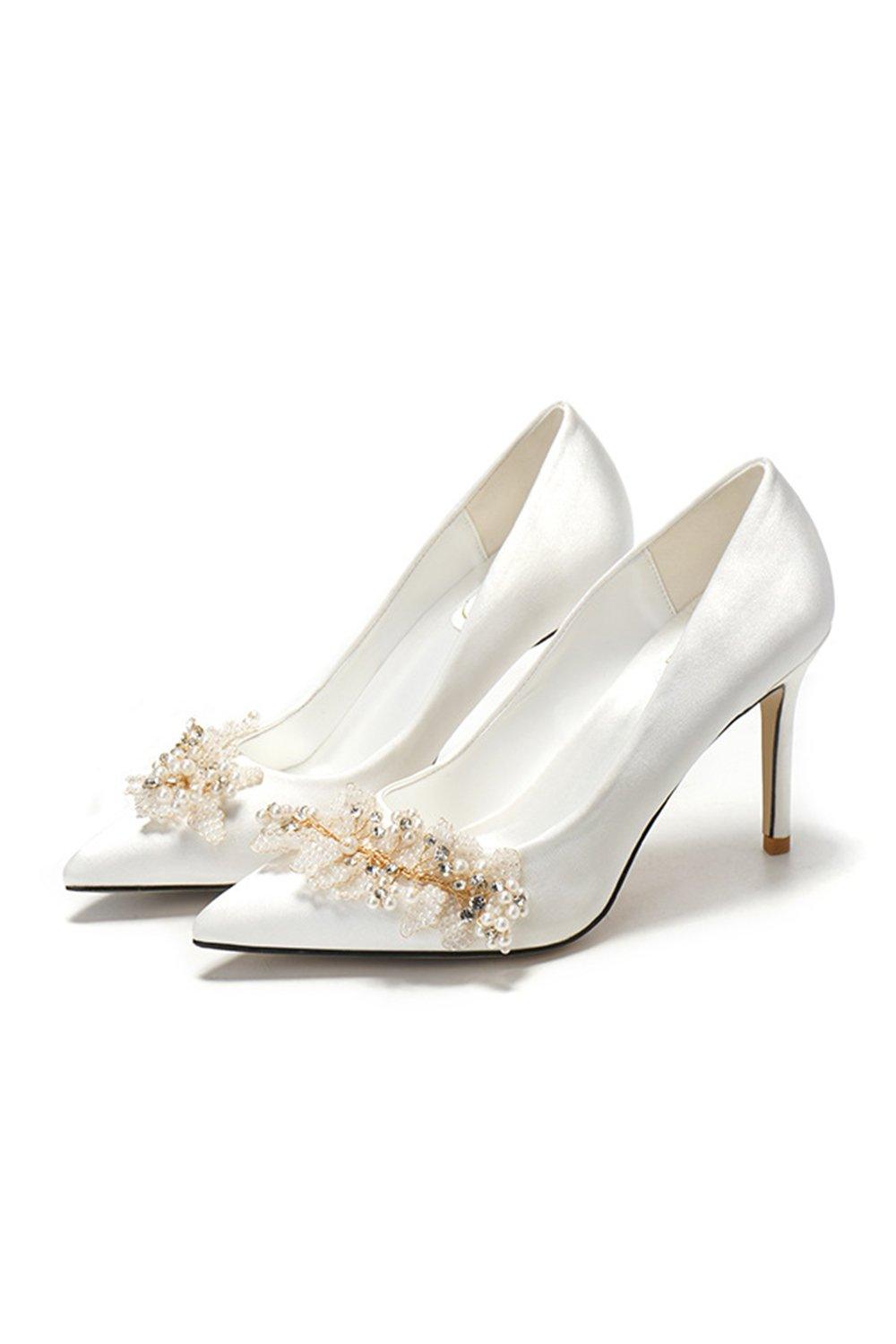 Stiletto Heel 9cm Satin Heels Bridal Shoes CK0124 - COCOMELODY