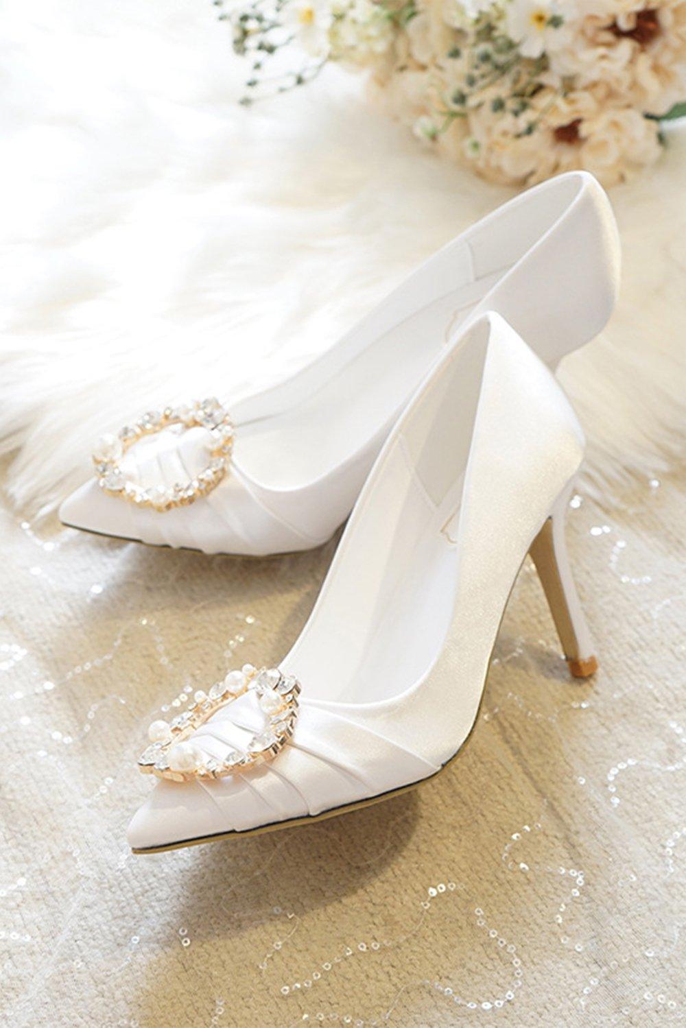 Stiletto Heel 9cm Satin Heels Bridal Shoes CK0125 - COCOMELODY