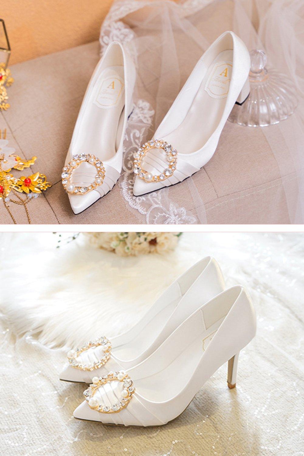 Stiletto Heel 9cm Satin Heels Bridal Shoes CK0125 - COCOMELODY
