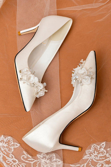 Stiletto Heel 7cm Satin Heels Bridal Shoes CK0127 - COCOMELODY