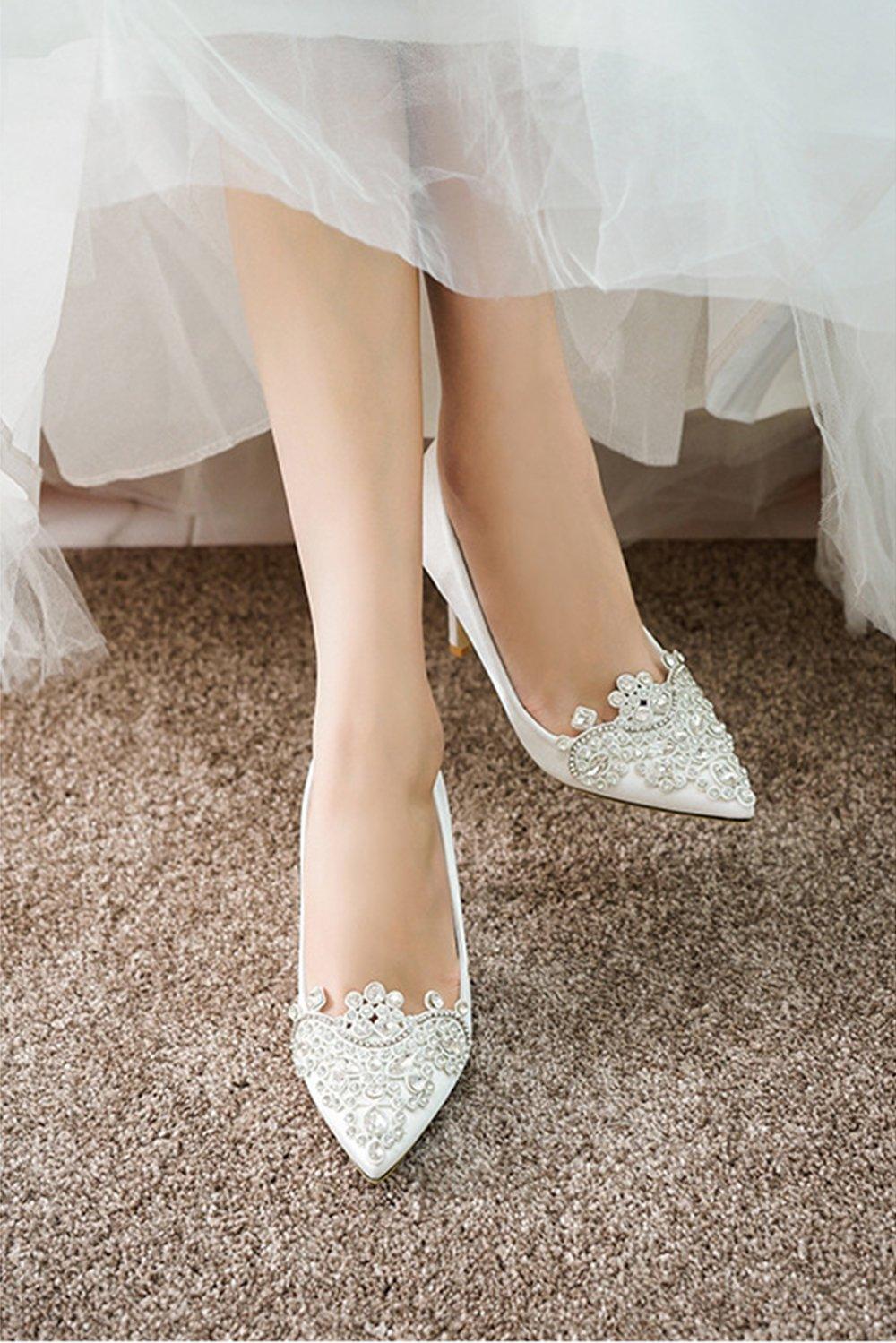 Stiletto Heel 9cm Satin Heels Bridal Shoes CK0128 - COCOMELODY