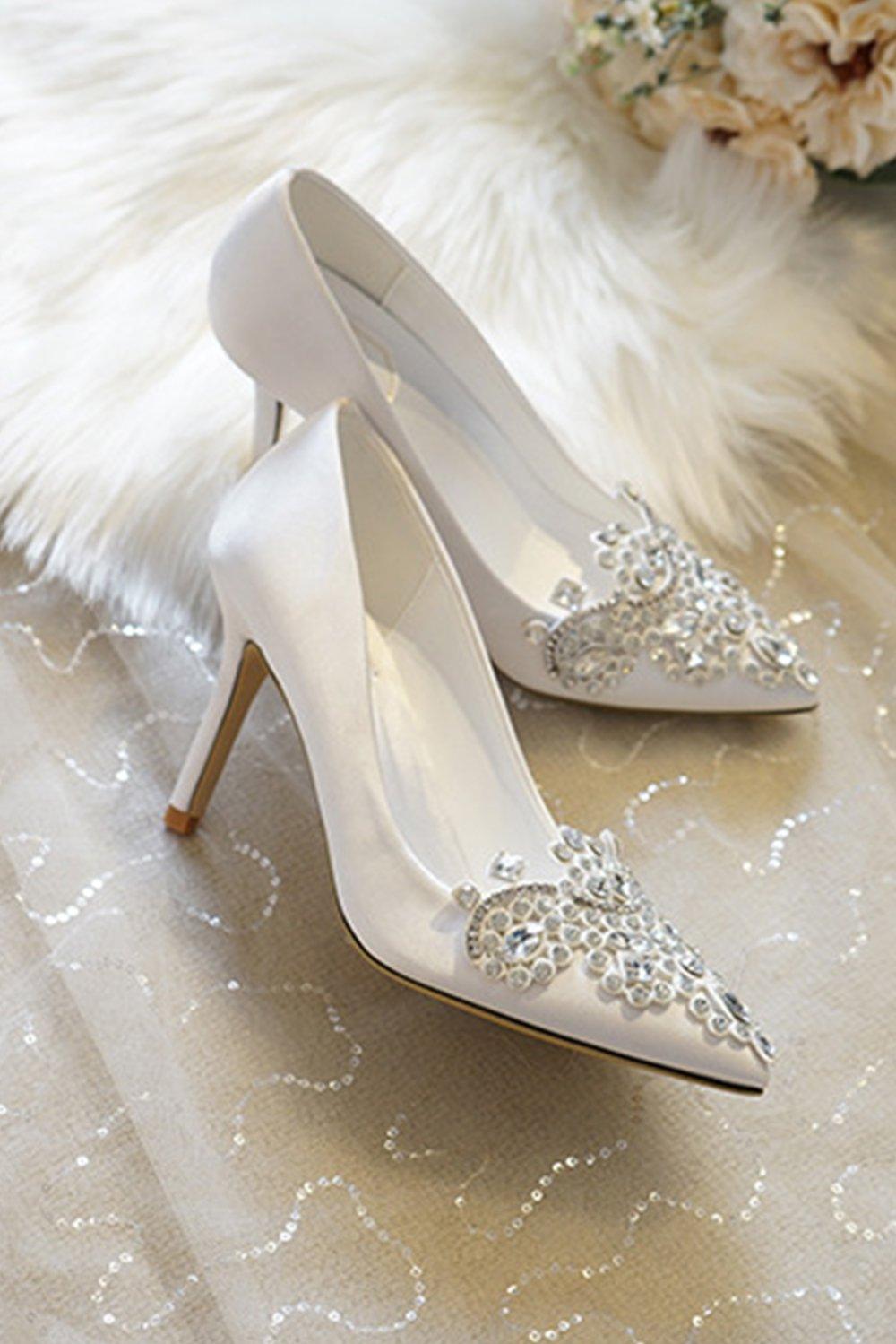 Stiletto Heel 9cm Satin Heels Bridal Shoes CK0128 - COCOMELODY