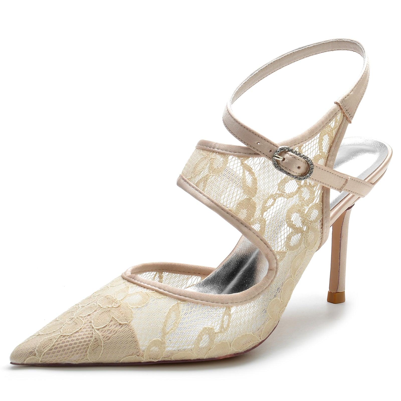 Stiletto Heel 8.5cm Silk-Like Lace Shoes CK0171 - COCOMELODY