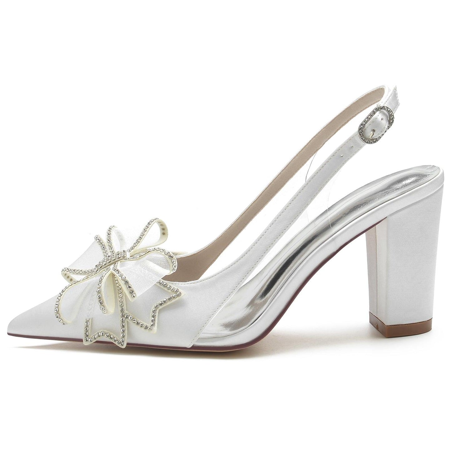 Chunky Heel 8.5cm Silk-Like Shoes CK0183 - COCOMELODY