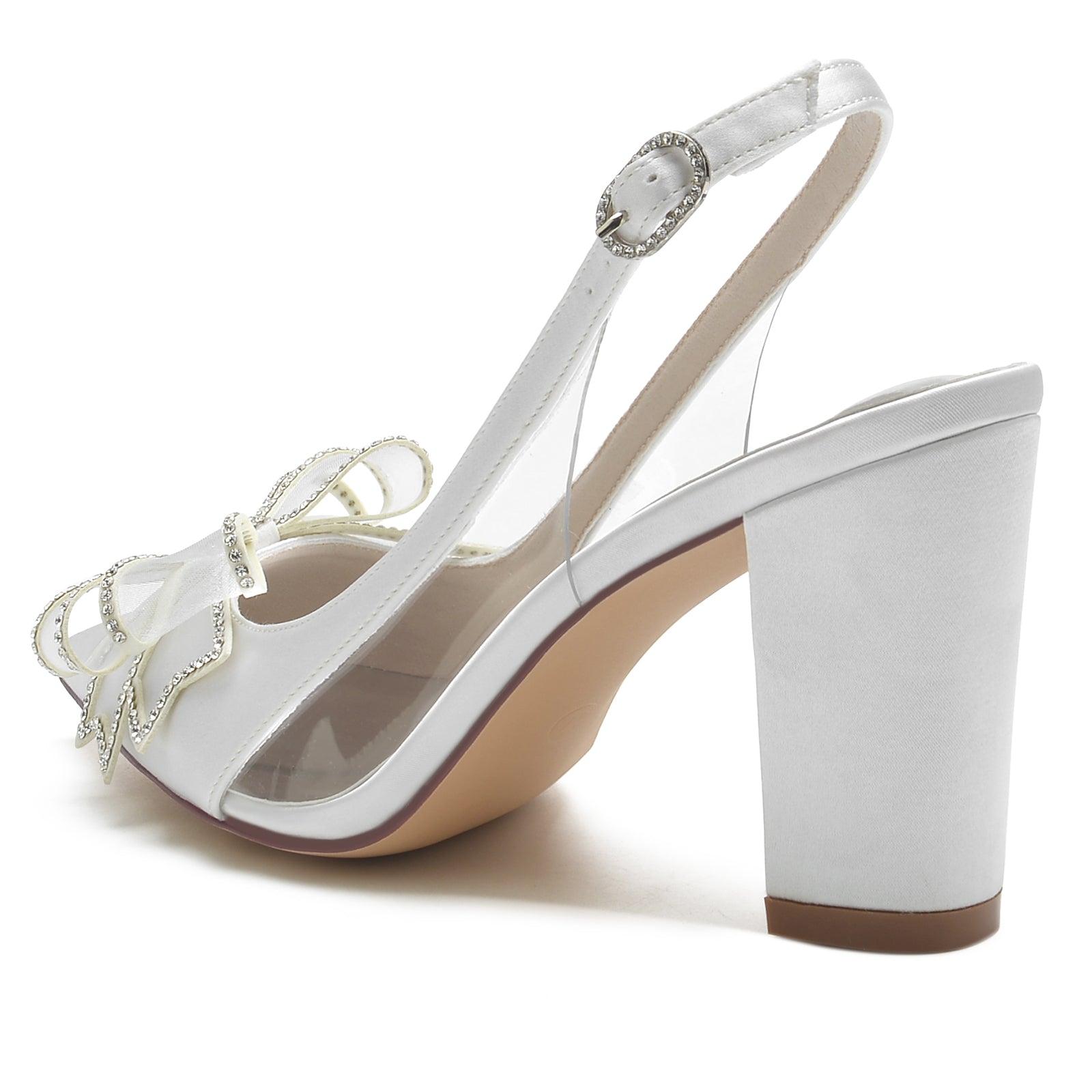 Chunky Heel 8.5cm Silk-Like Shoes CK0183 - COCOMELODY