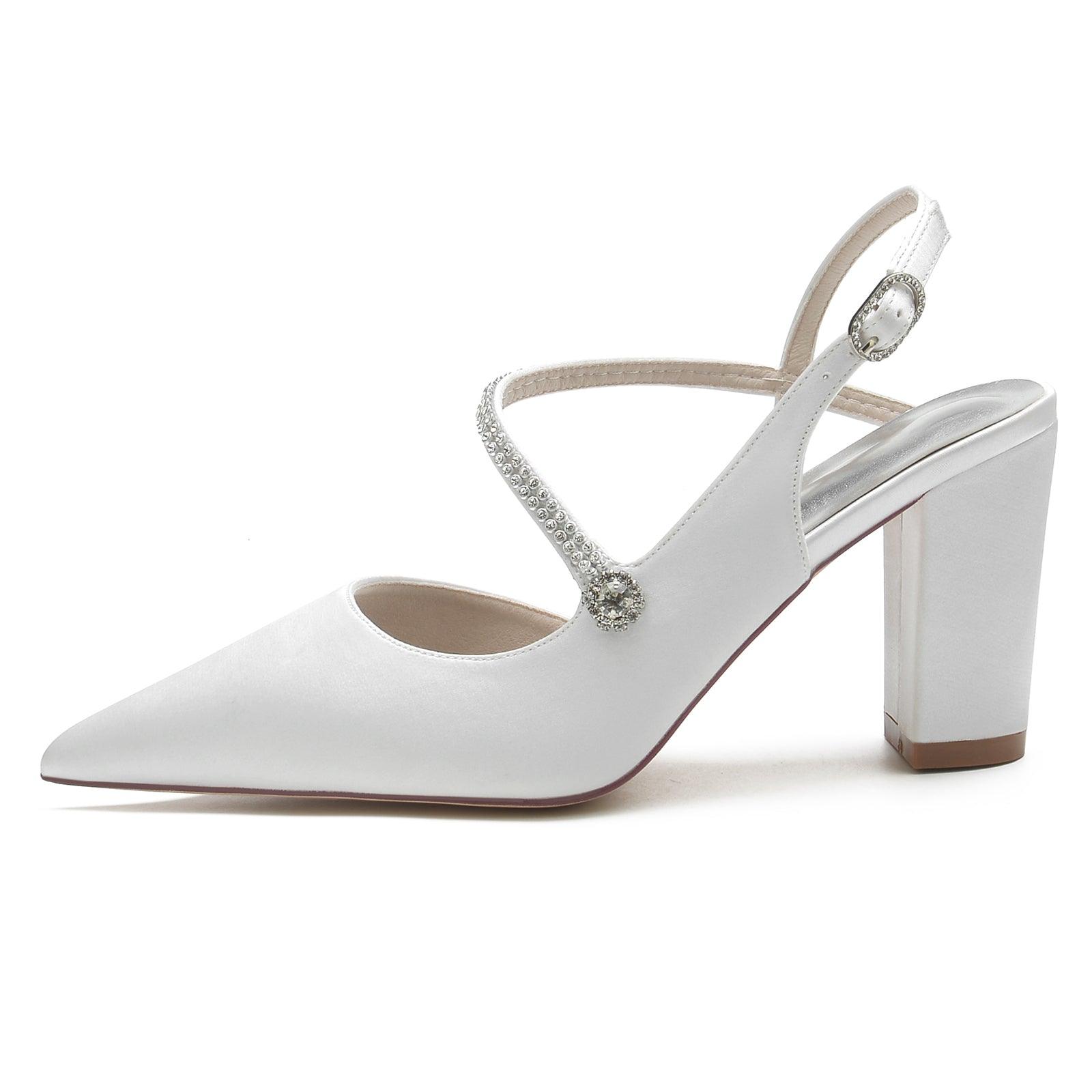 Chunky Heel 8.5cm Silk-Like Shoes CK0184 - COCOMELODY