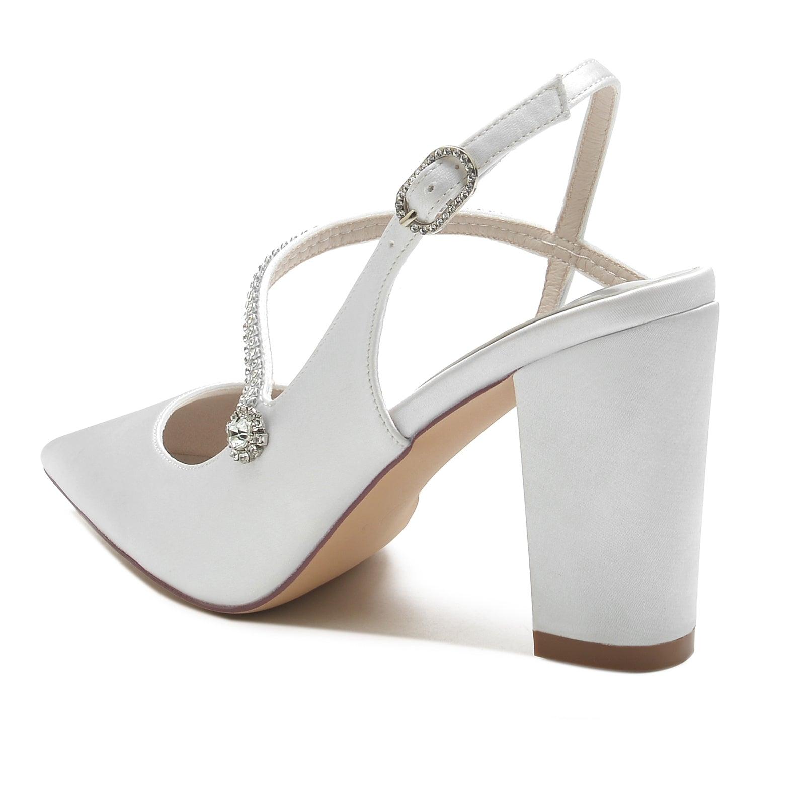 Chunky Heel 8.5cm Silk-Like Shoes CK0184 - COCOMELODY