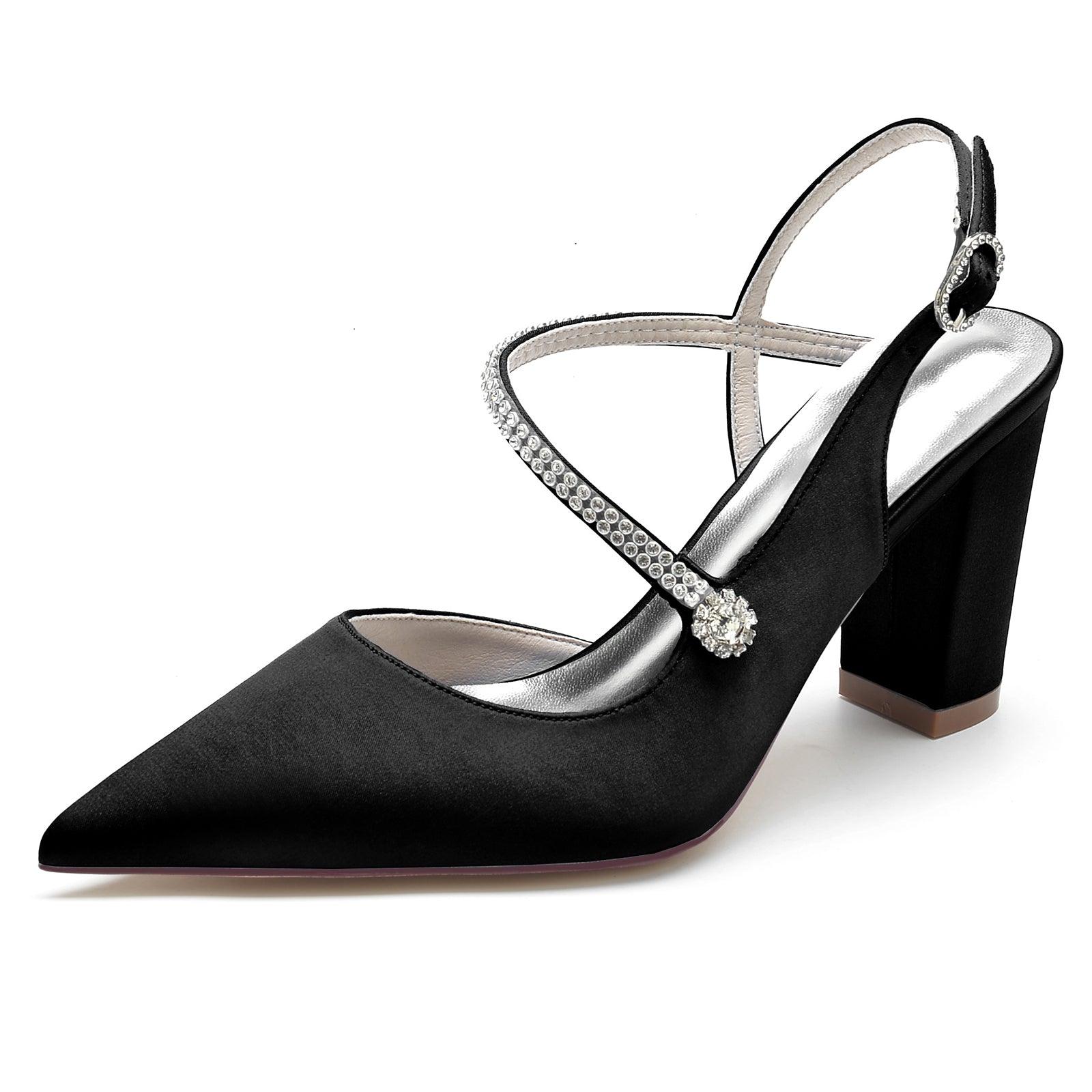 Chunky Heel 8.5cm Silk-Like Shoes CK0184 - COCOMELODY