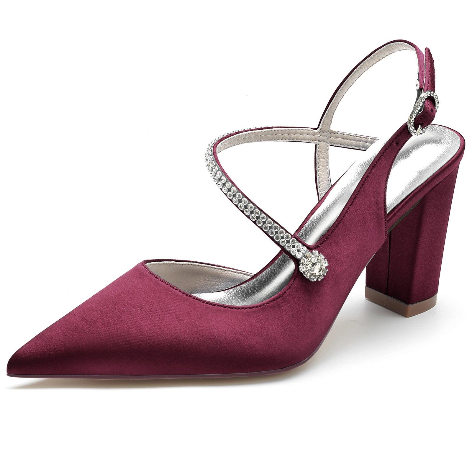 Chunky Heel 8.5cm Silk-Like Shoes CK0184 - COCOMELODY