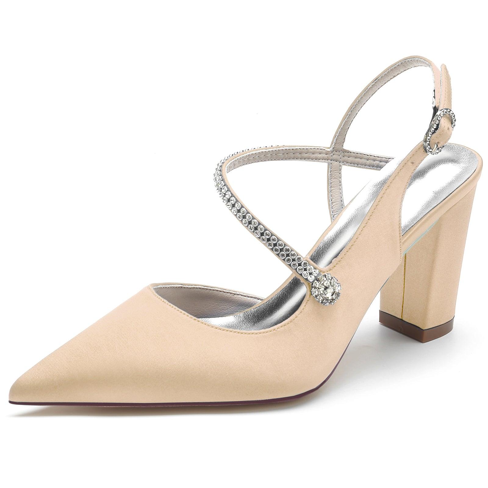 Chunky Heel 8.5cm Silk-Like Shoes CK0184 - COCOMELODY