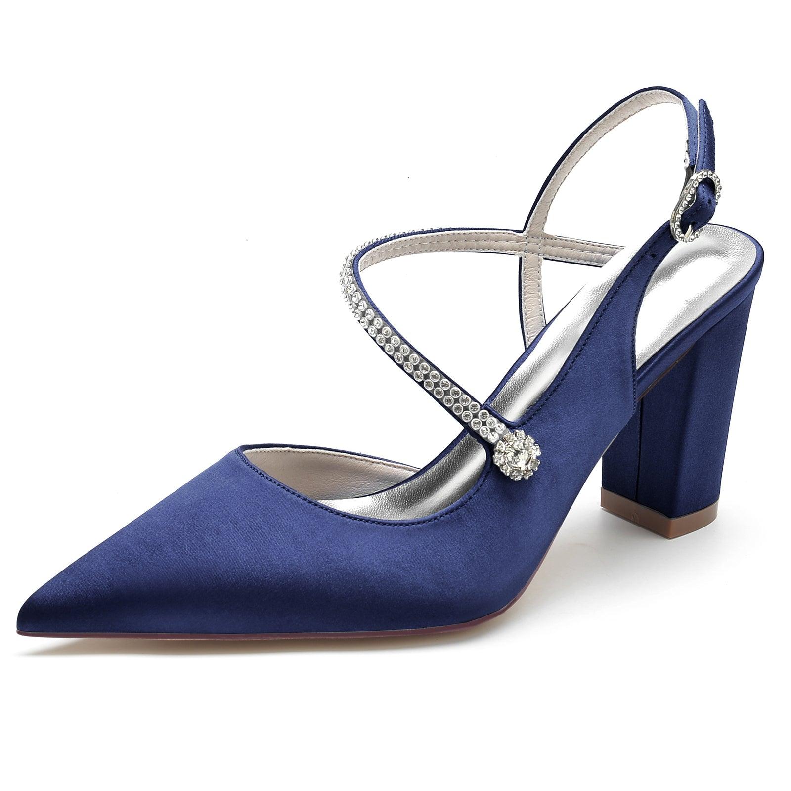 Chunky Heel 8.5cm Silk-Like Shoes CK0184 - COCOMELODY