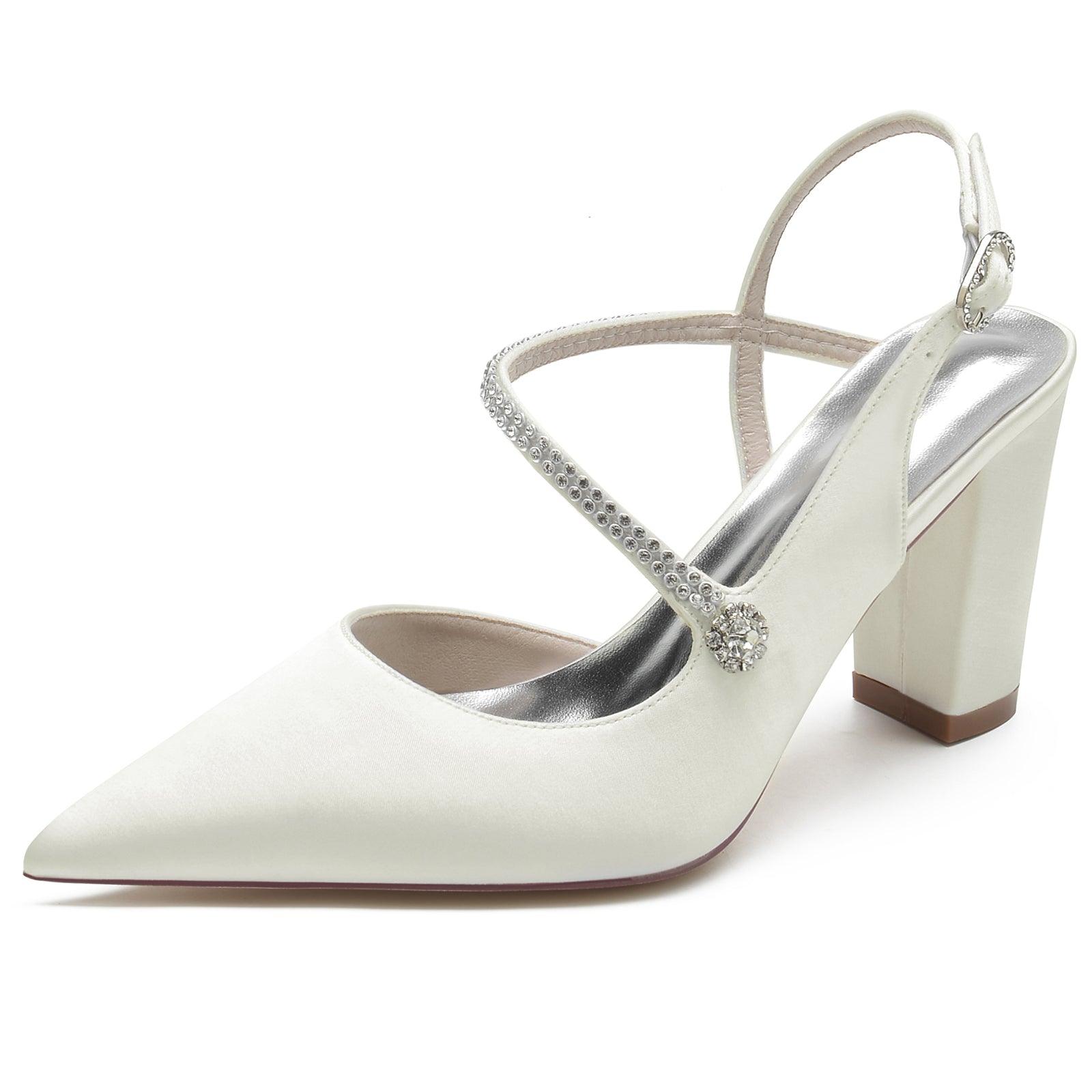 Chunky Heel 8.5cm Silk-Like Shoes CK0184 - COCOMELODY