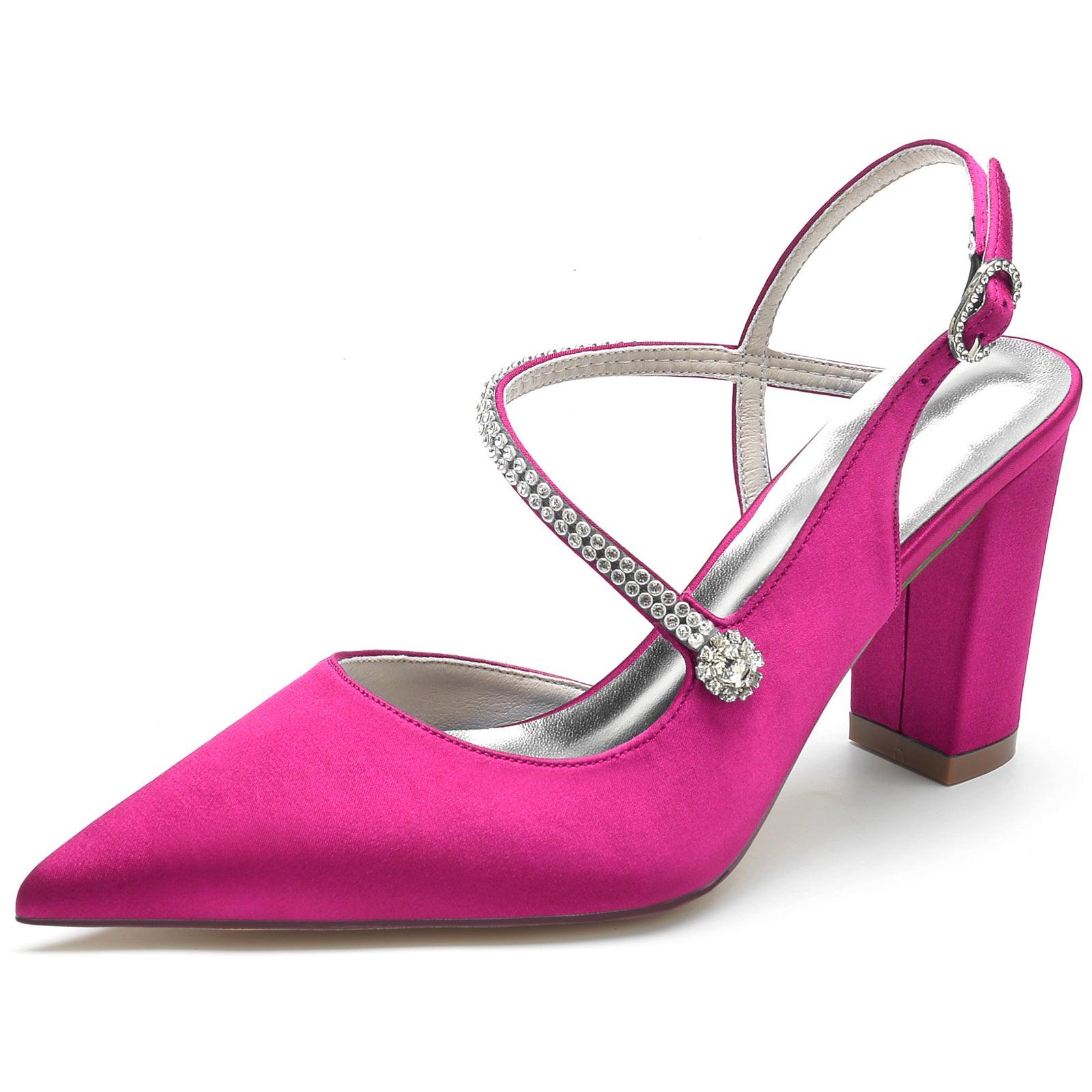Chunky Heel 8.5cm Silk-Like Shoes CK0184 - COCOMELODY