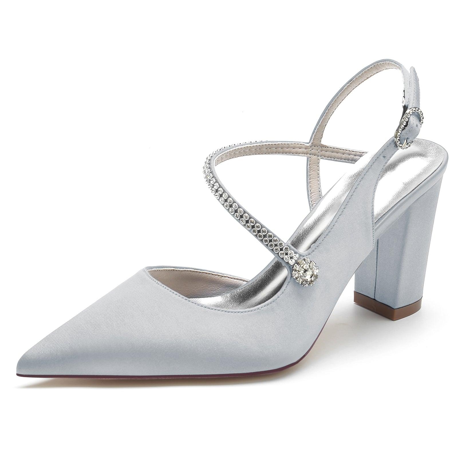 Chunky Heel 8.5cm Silk-Like Shoes CK0184 - COCOMELODY
