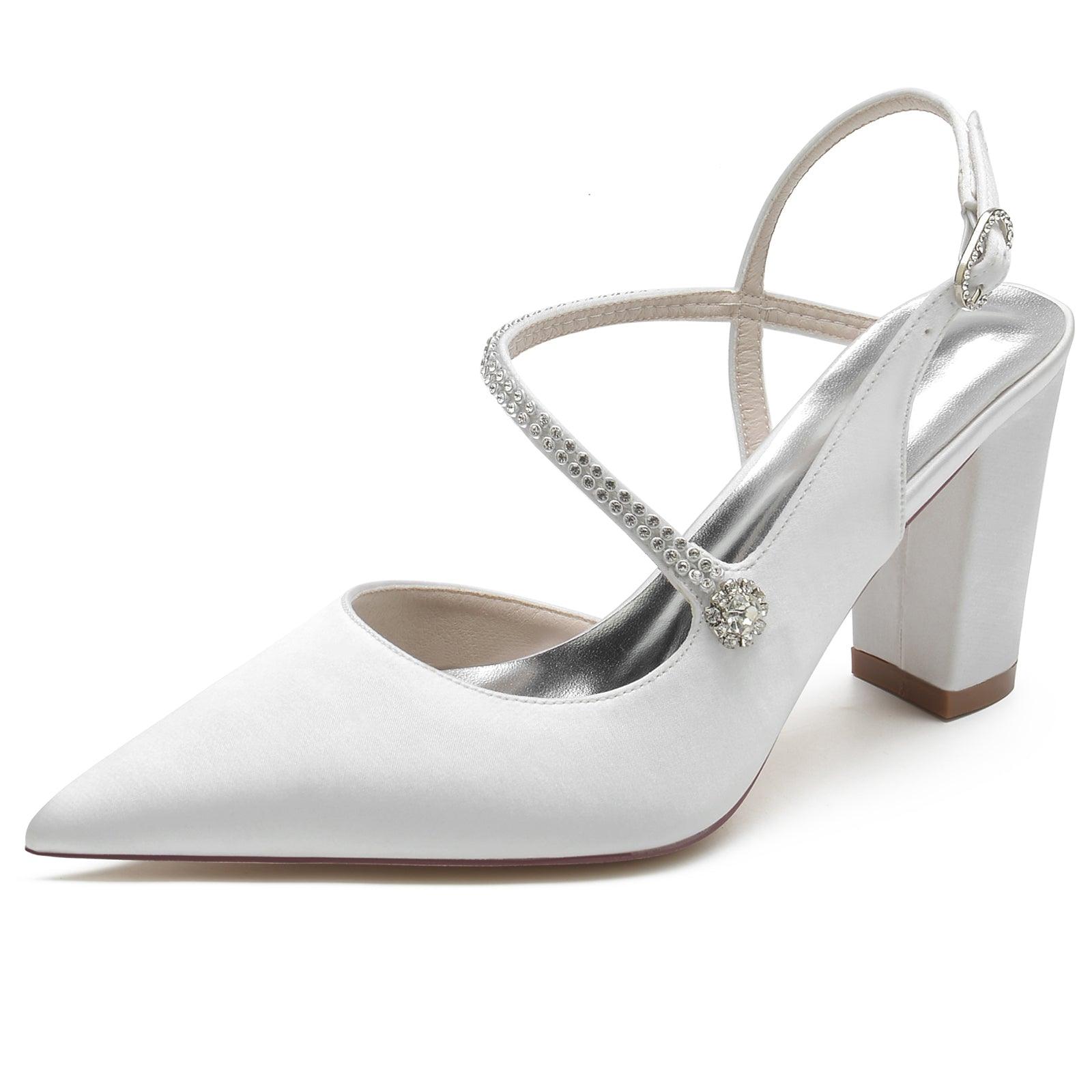 Chunky Heel 8.5cm Silk-Like Shoes CK0184 - COCOMELODY