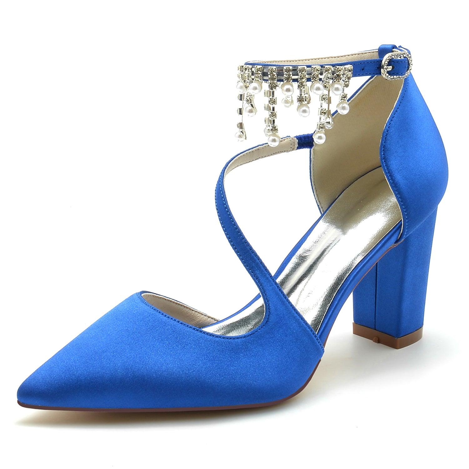 Chunky Heel 8.5cm Silk-Like Shoes CK0185 - COCOMELODY