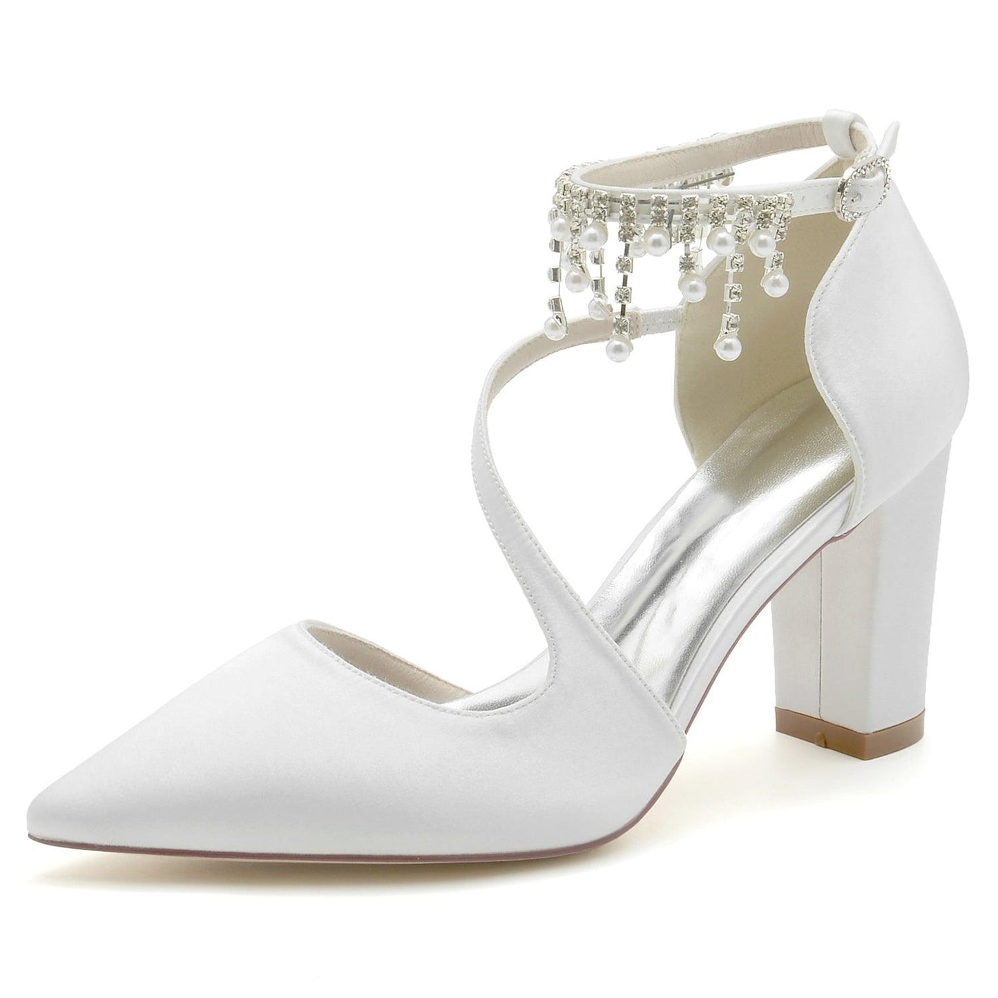 Chunky Heel 8.5cm Silk-Like Shoes CK0185 - COCOMELODY