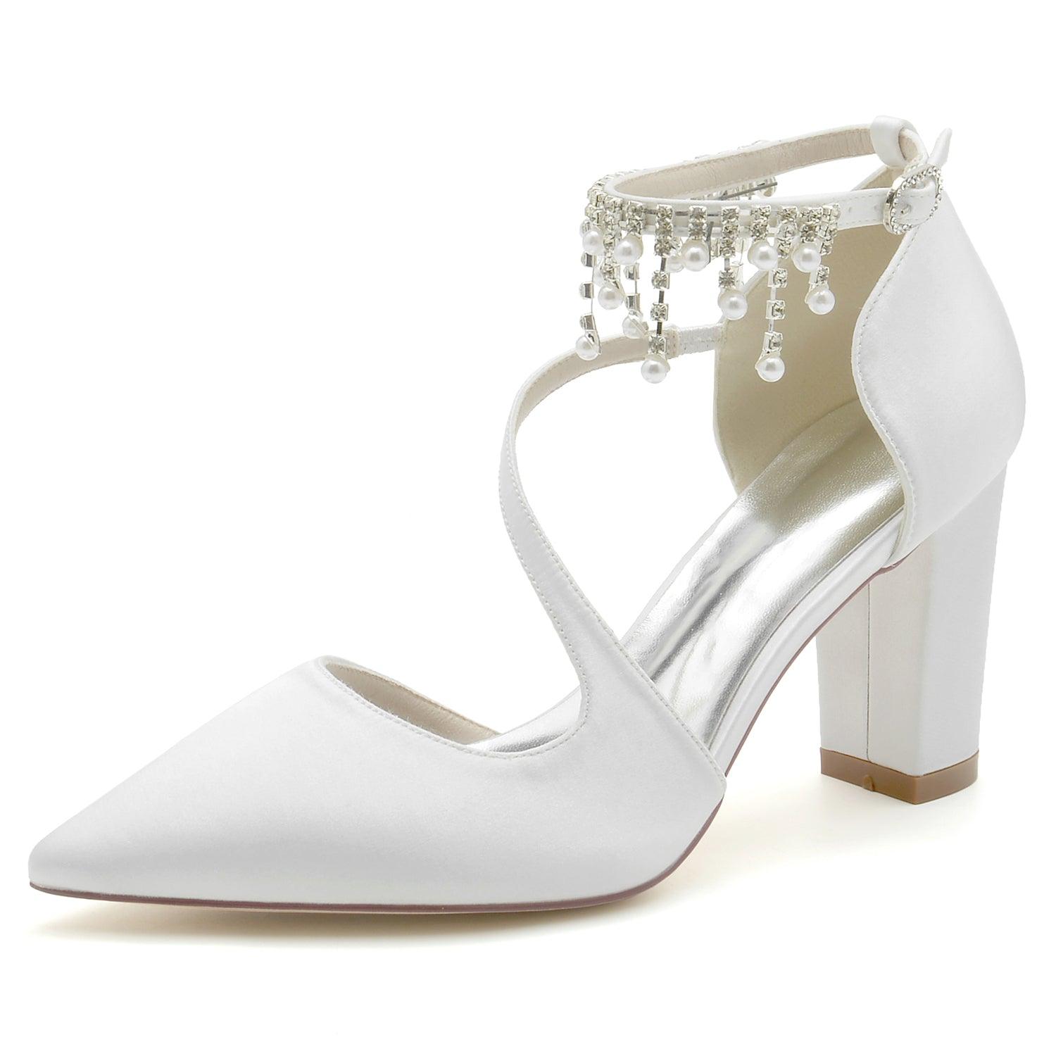 Chunky Heel 8.5cm Silk-Like Shoes CK0185 - COCOMELODY