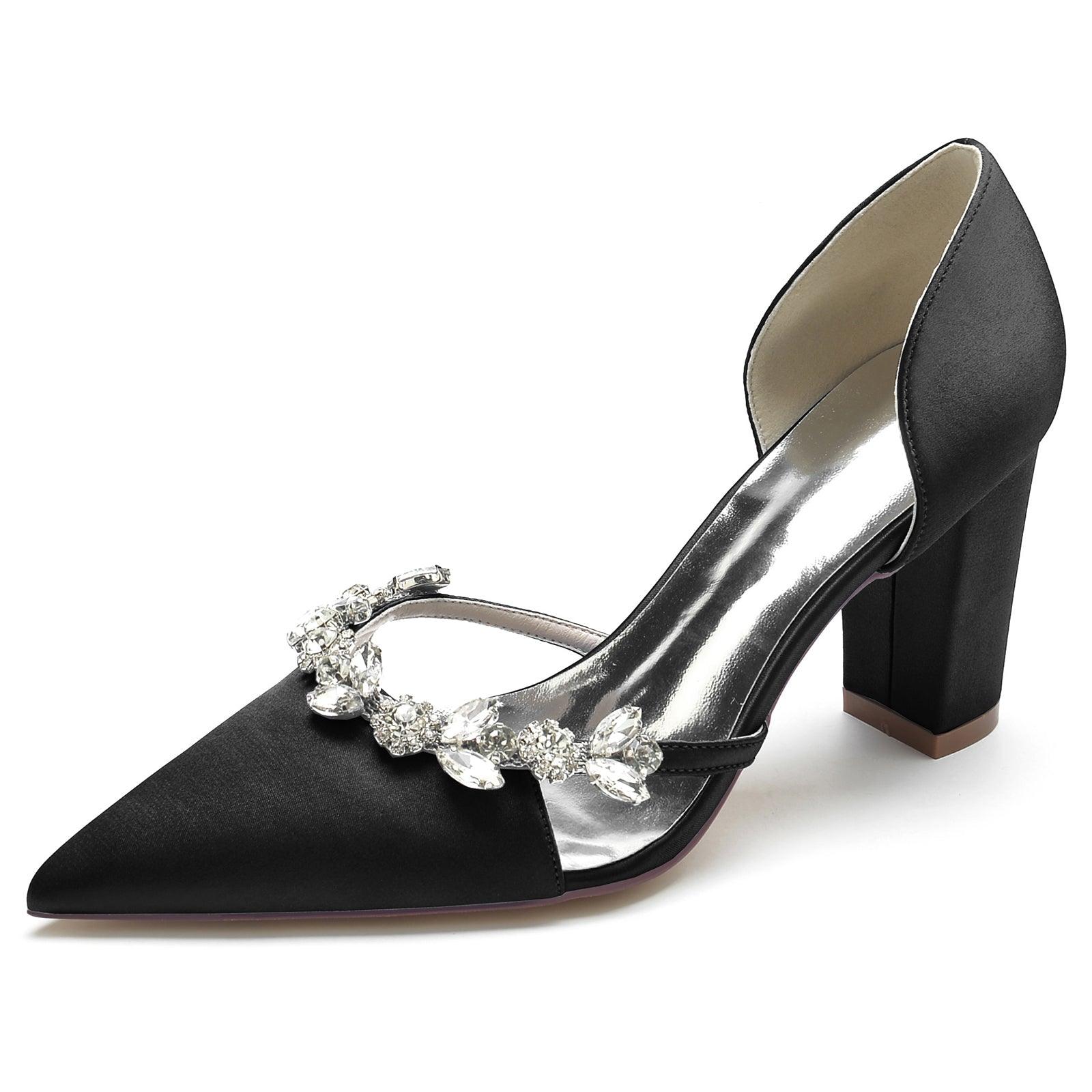 Chunky Heel 8.5cm Silk-Like Shoes CK0186 - COCOMELODY