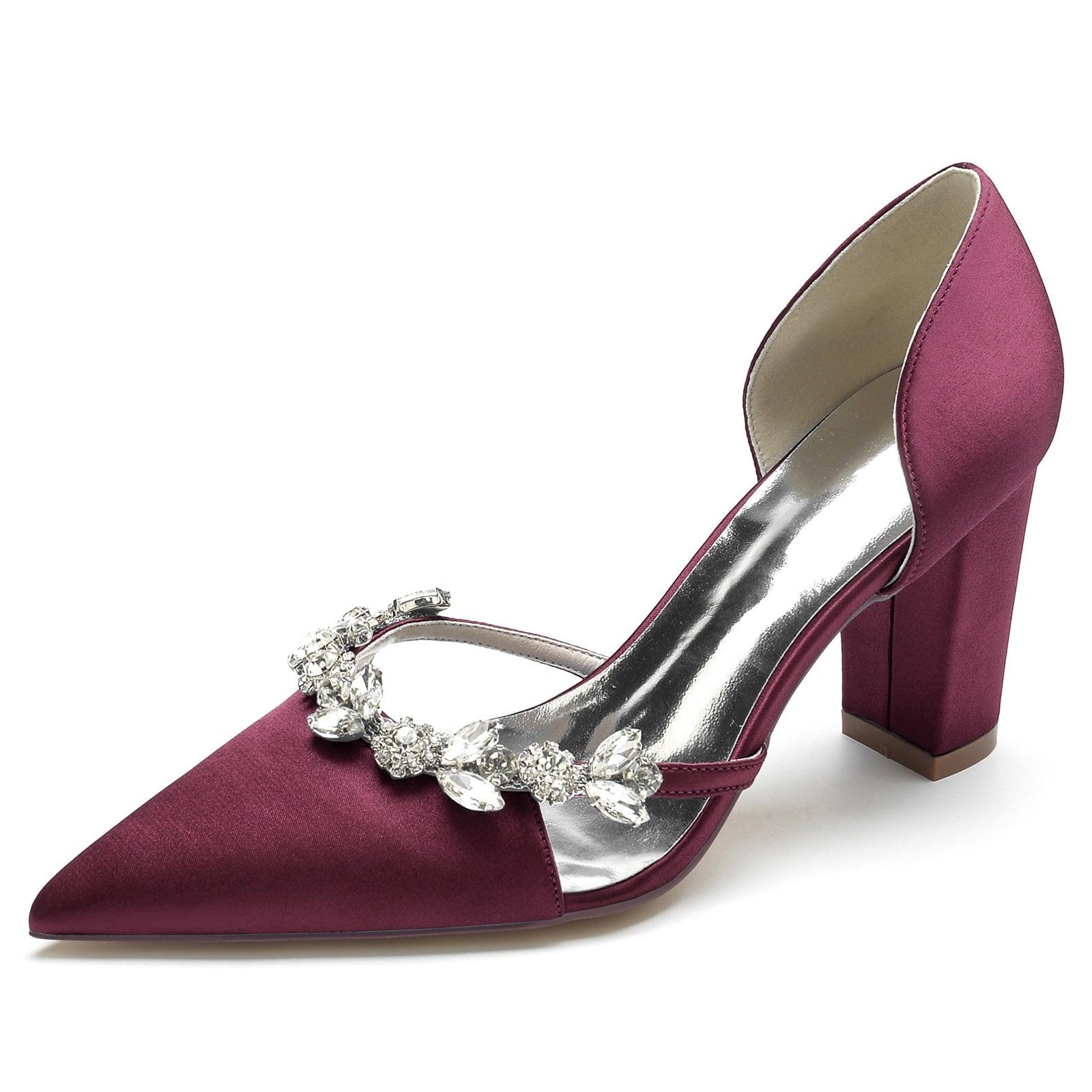 Chunky Heel 8.5cm Silk-Like Shoes CK0186 - COCOMELODY