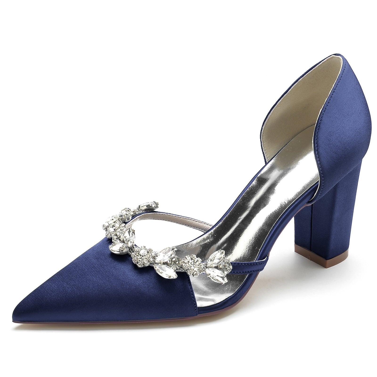 Chunky Heel 8.5cm Silk-Like Shoes CK0186 - COCOMELODY