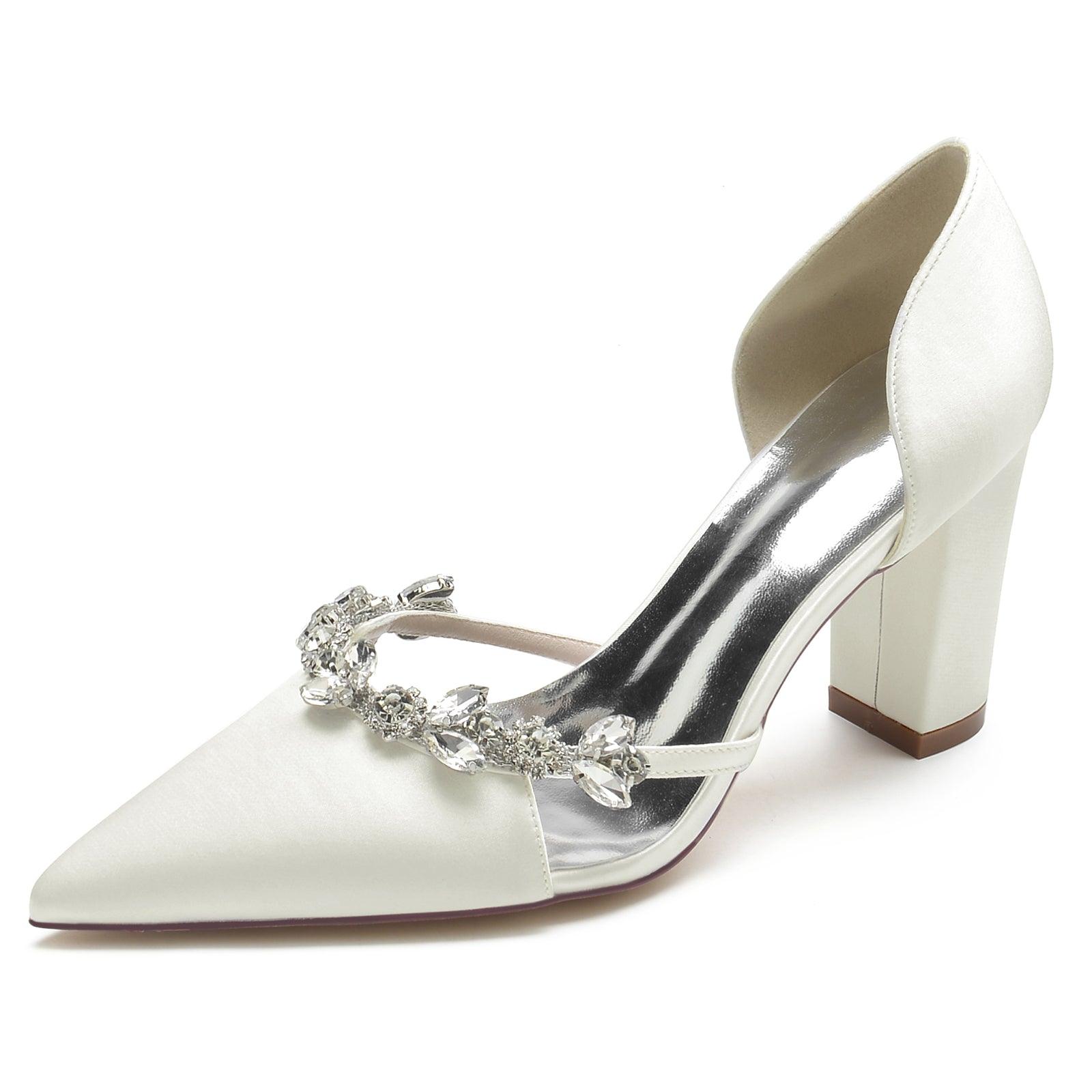 Chunky Heel 8.5cm Silk-Like Shoes CK0186 - COCOMELODY