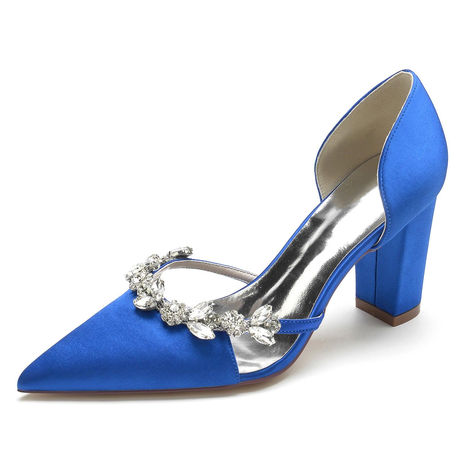 Chunky Heel 8.5cm Silk-Like Shoes CK0186 - COCOMELODY