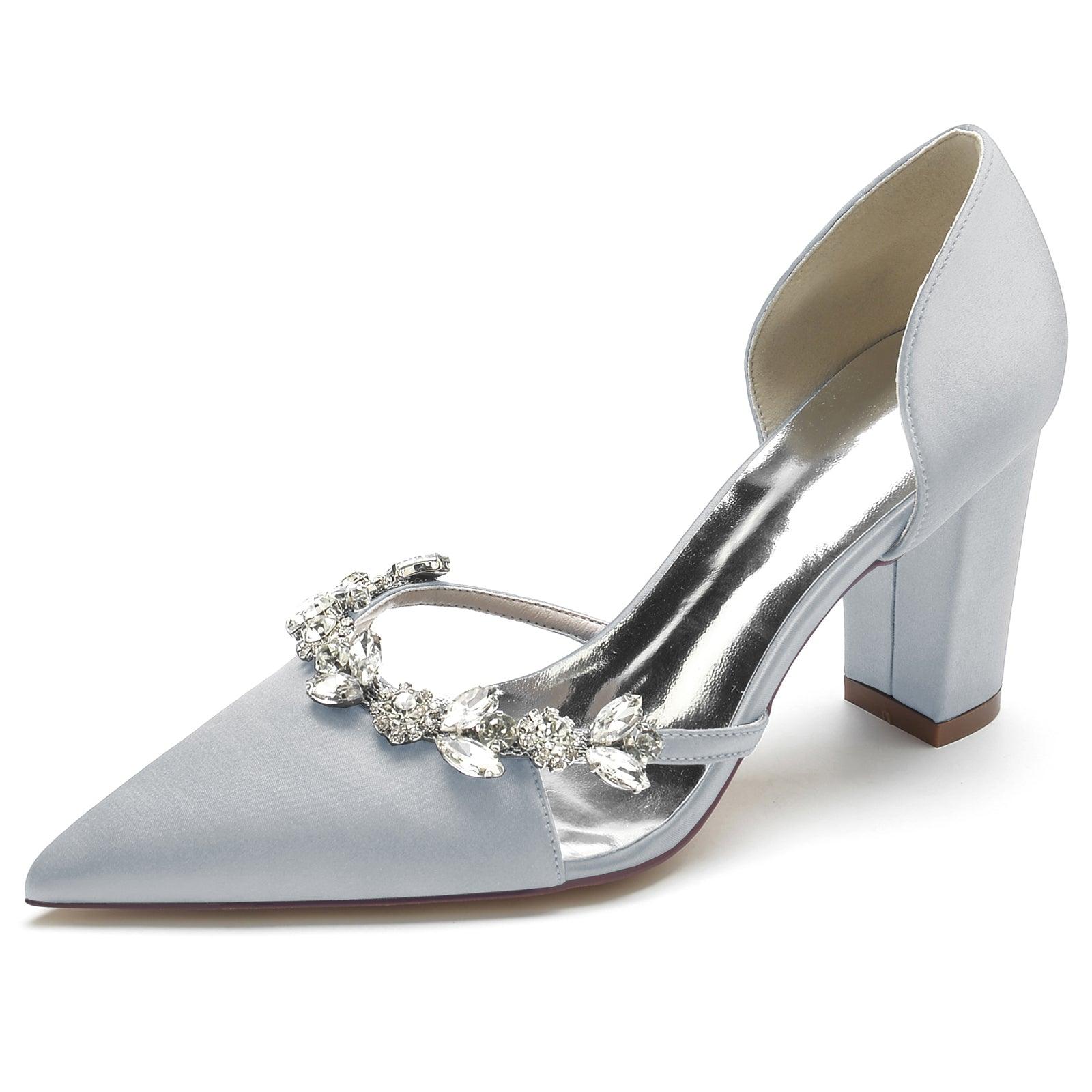Chunky Heel 8.5cm Silk-Like Shoes CK0186 - COCOMELODY