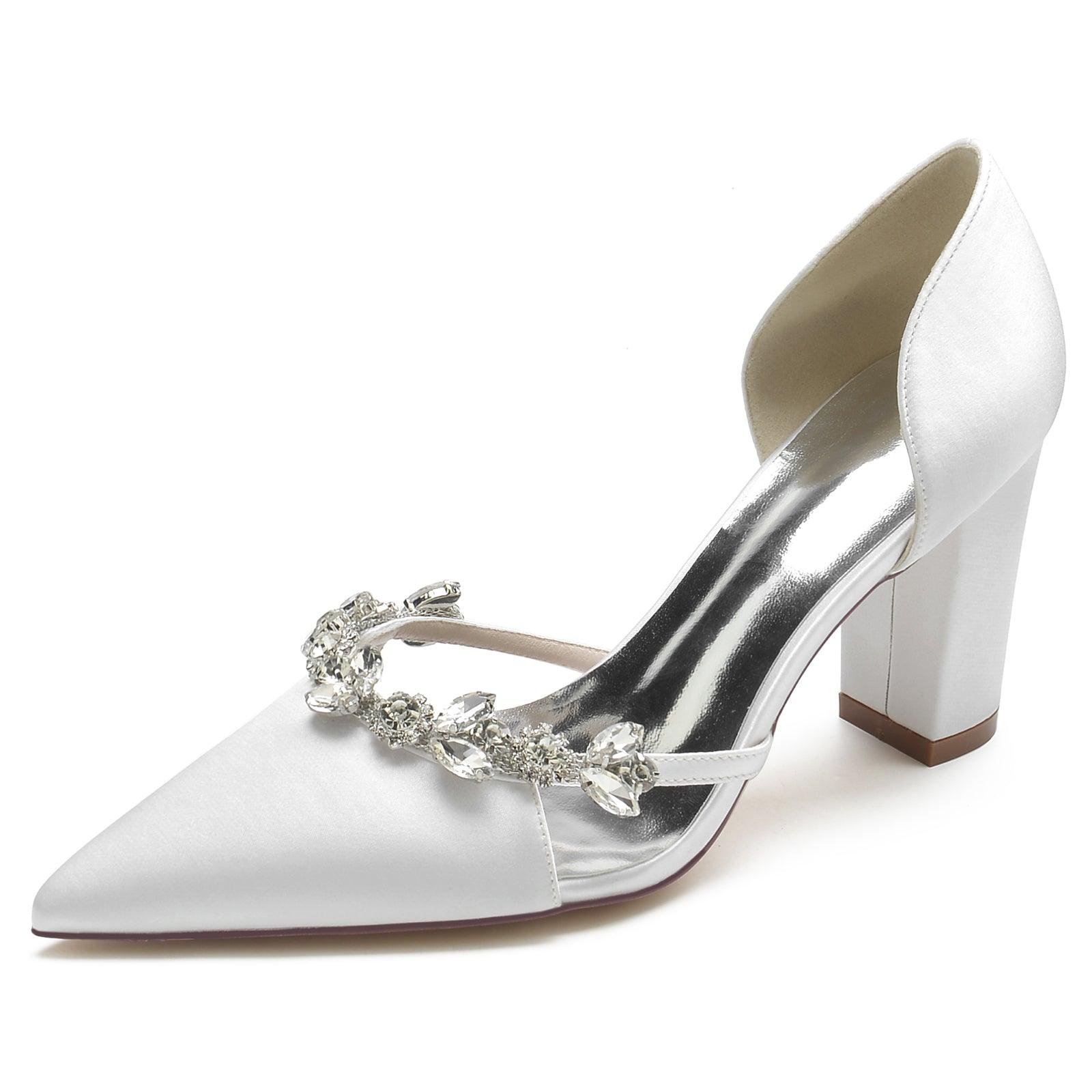 Chunky Heel 8.5cm Silk-Like Shoes CK0186 - COCOMELODY