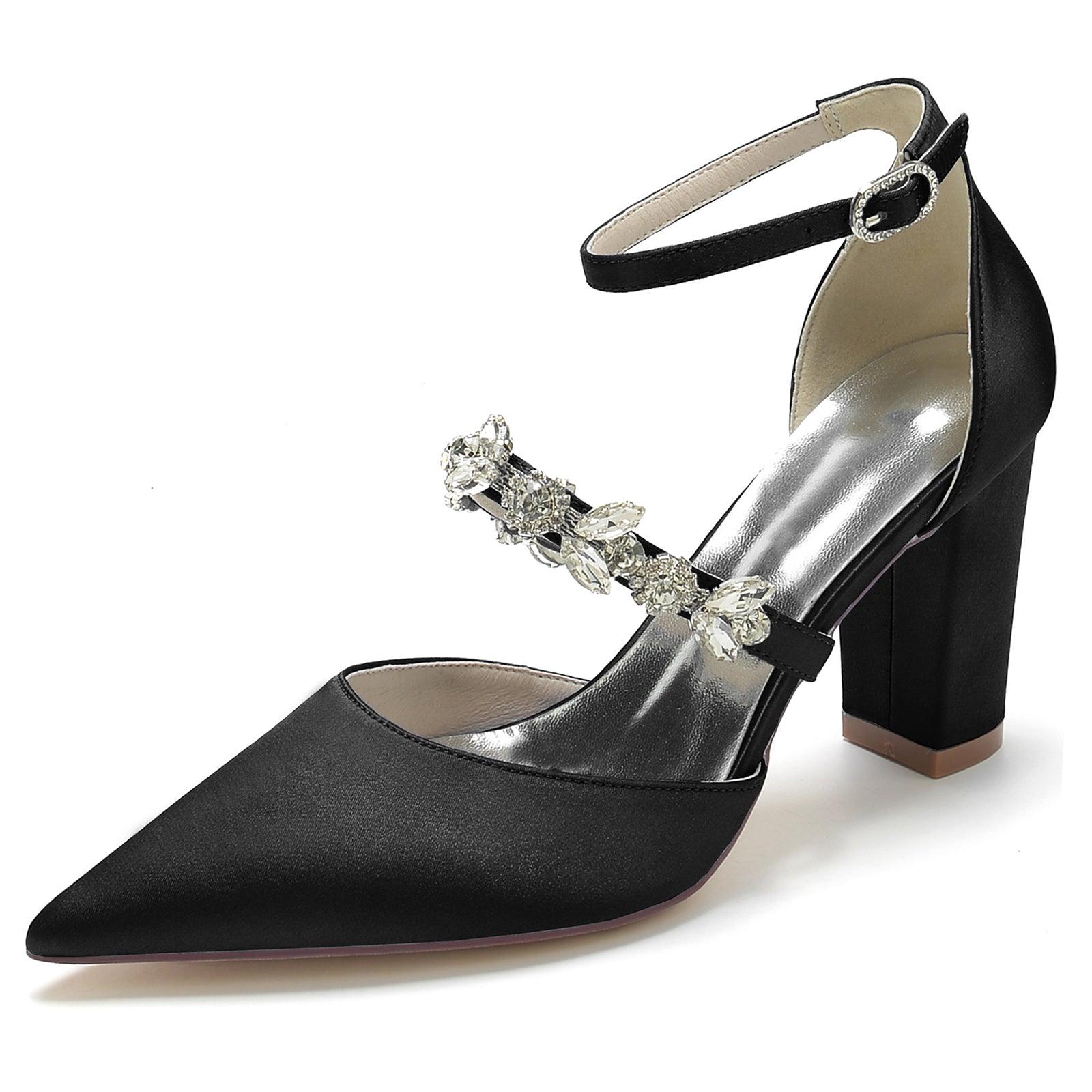 Chunky Heel 8.5cm Silk-Like Shoes CK0187 - COCOMELODY