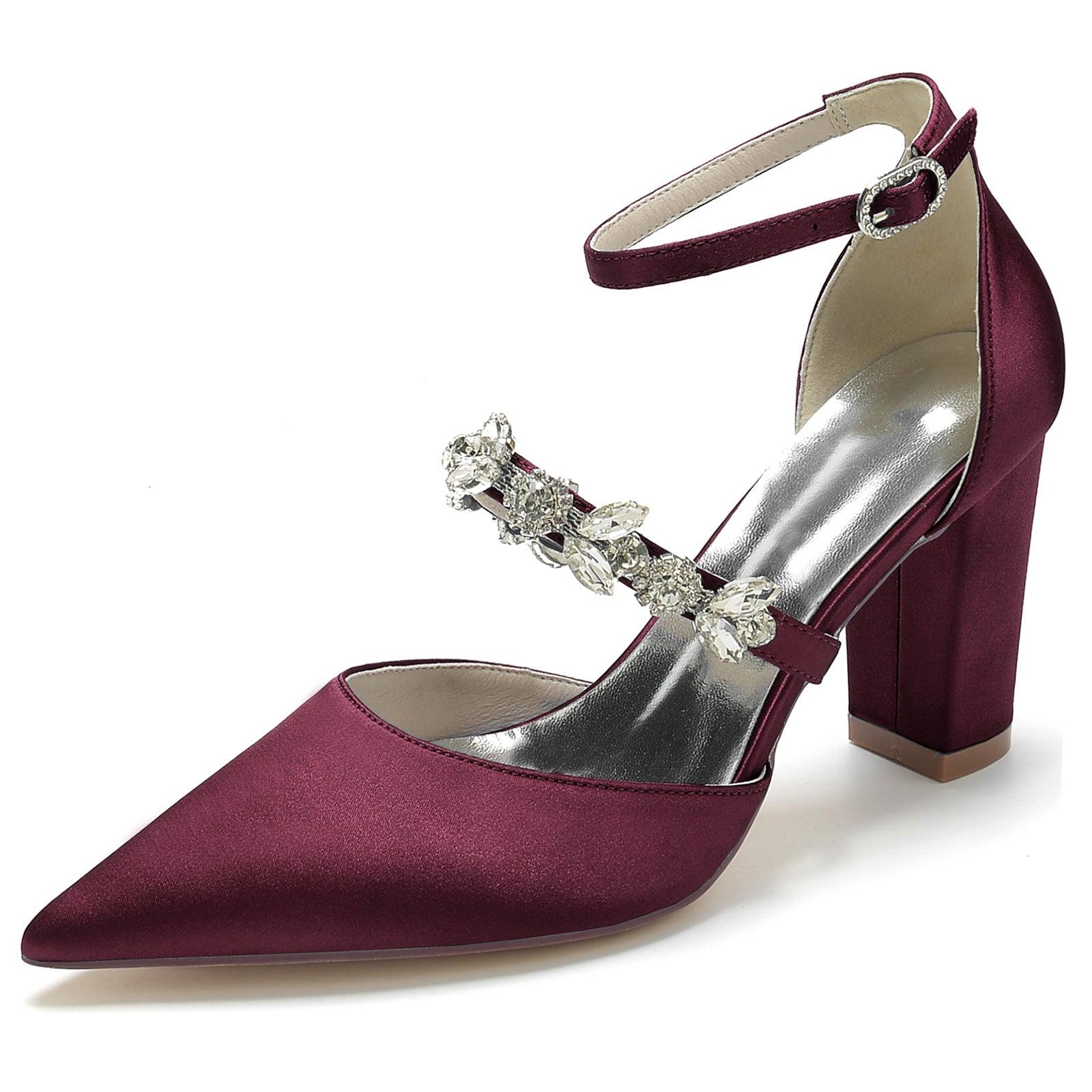 Chunky Heel 8.5cm Silk-Like Shoes CK0187 - COCOMELODY