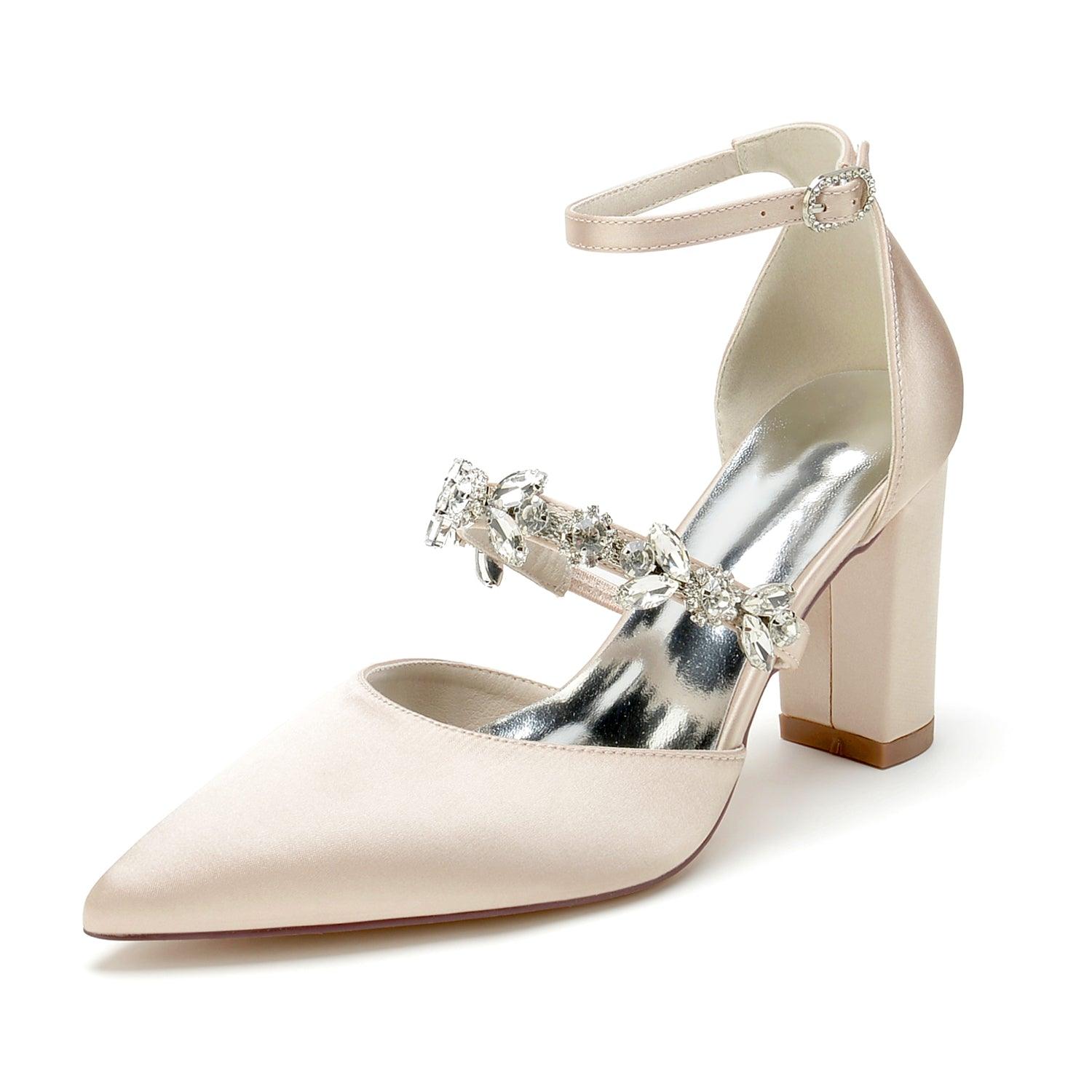 Chunky Heel 8.5cm Silk-Like Shoes CK0187 - COCOMELODY