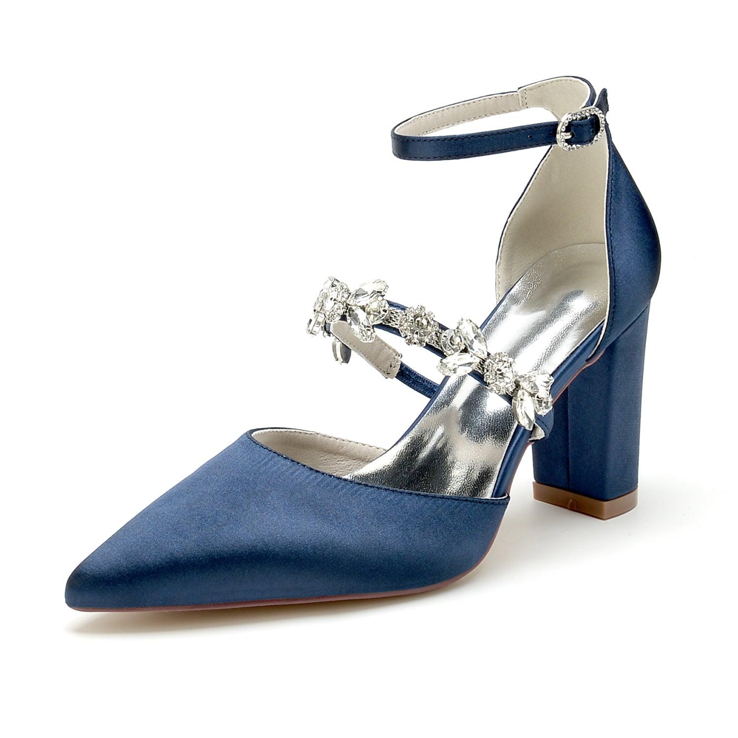 Chunky Heel 8.5cm Silk-Like Shoes CK0187 - COCOMELODY