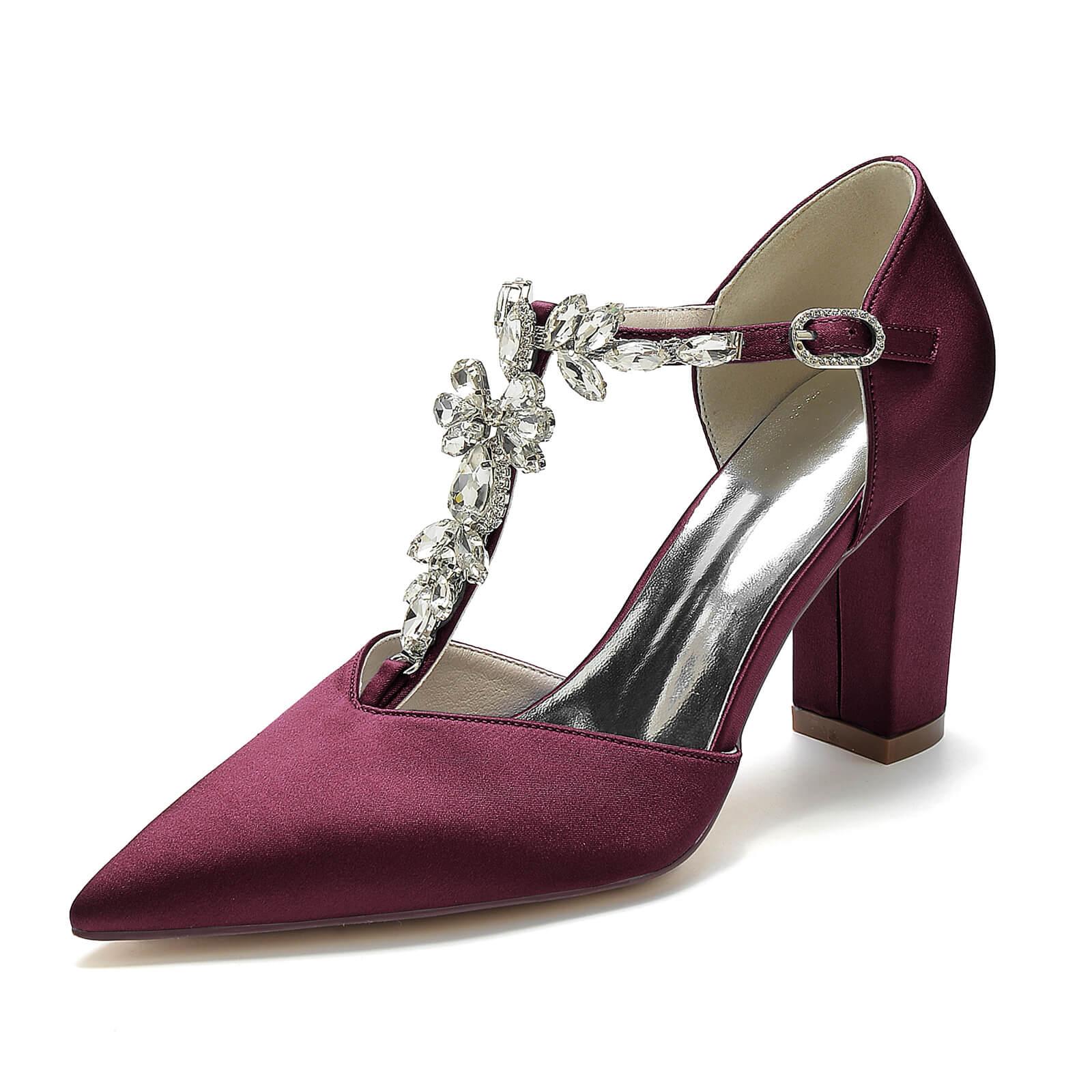 Chunky Heel 8.5cm Silk-Like Shoes CK0188 - COCOMELODY