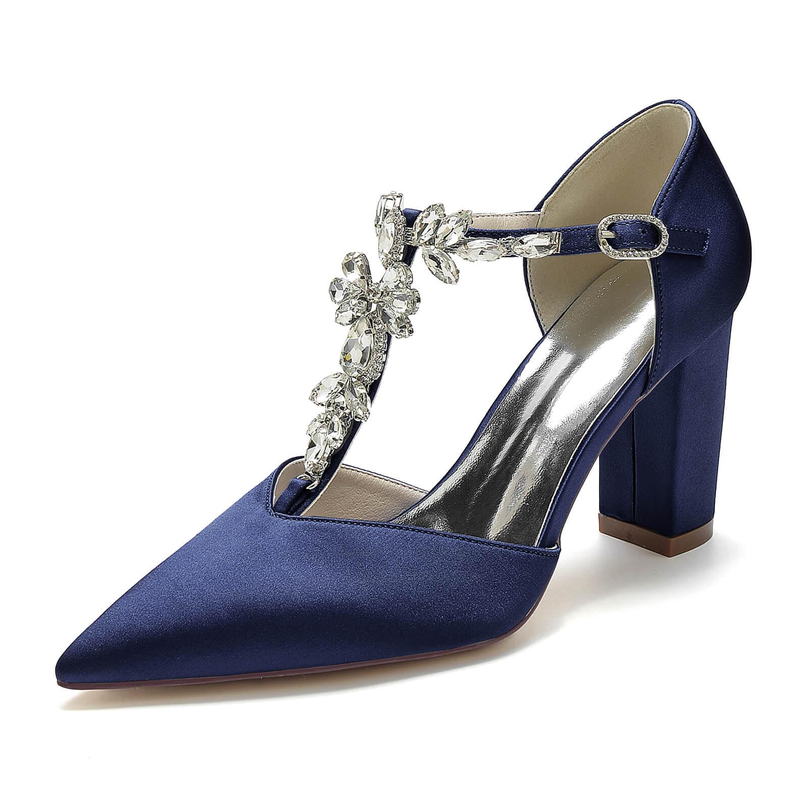 Chunky Heel 8.5cm Silk-Like Shoes CK0188 - COCOMELODY
