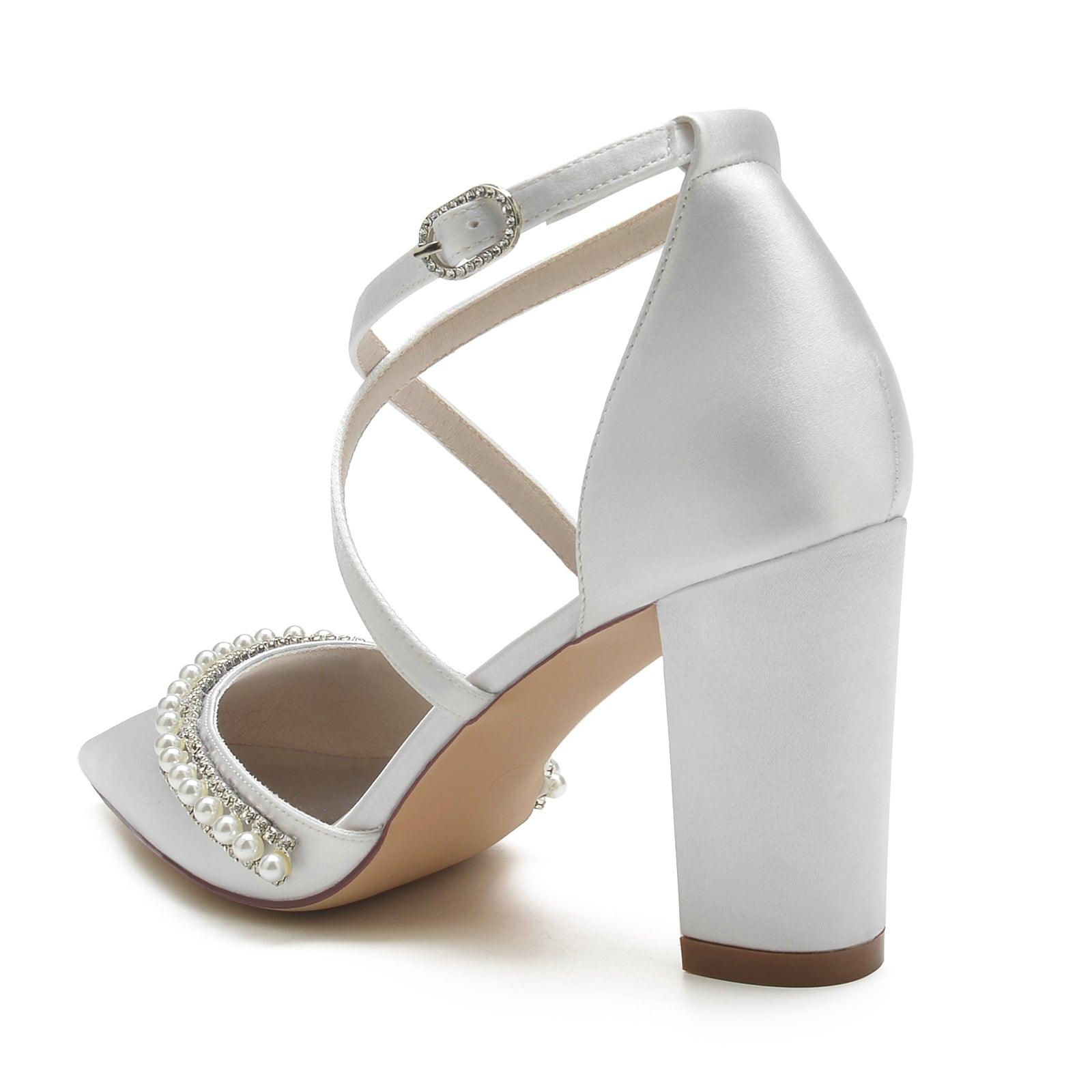 Chunky Heel 8.5cm Silk-Like Shoes CK0189 - COCOMELODY