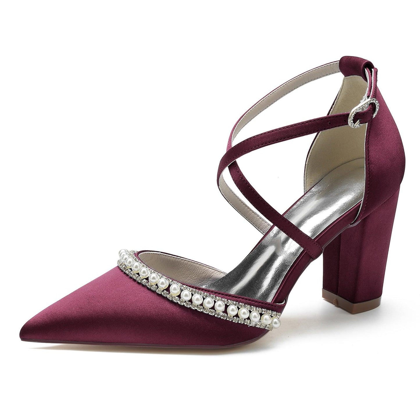 Chunky Heel 8.5cm Silk-Like Shoes CK0189 - COCOMELODY