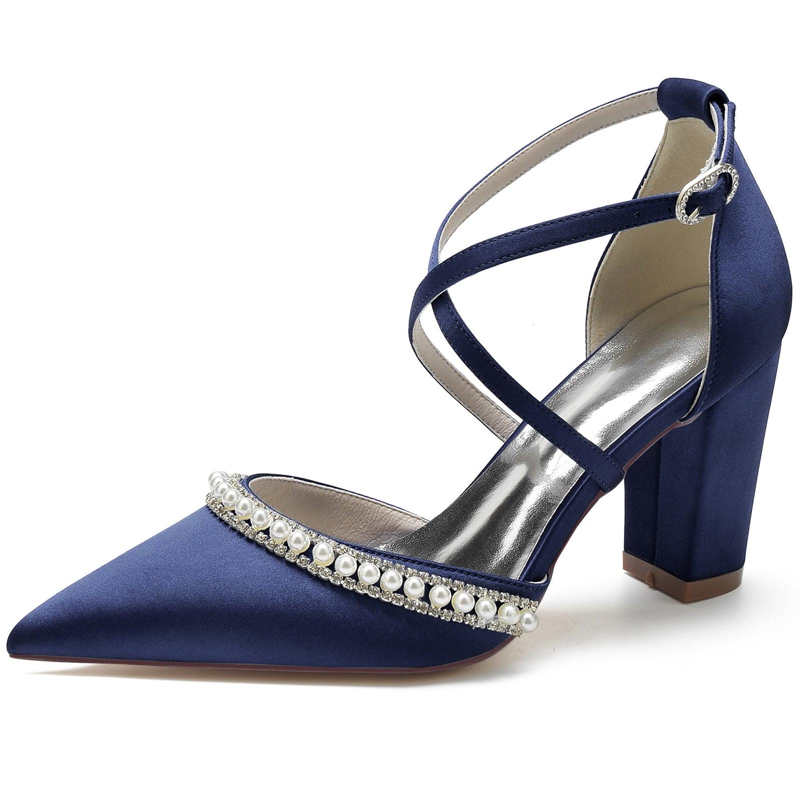Chunky Heel 8.5cm Silk-Like Shoes CK0189 - COCOMELODY