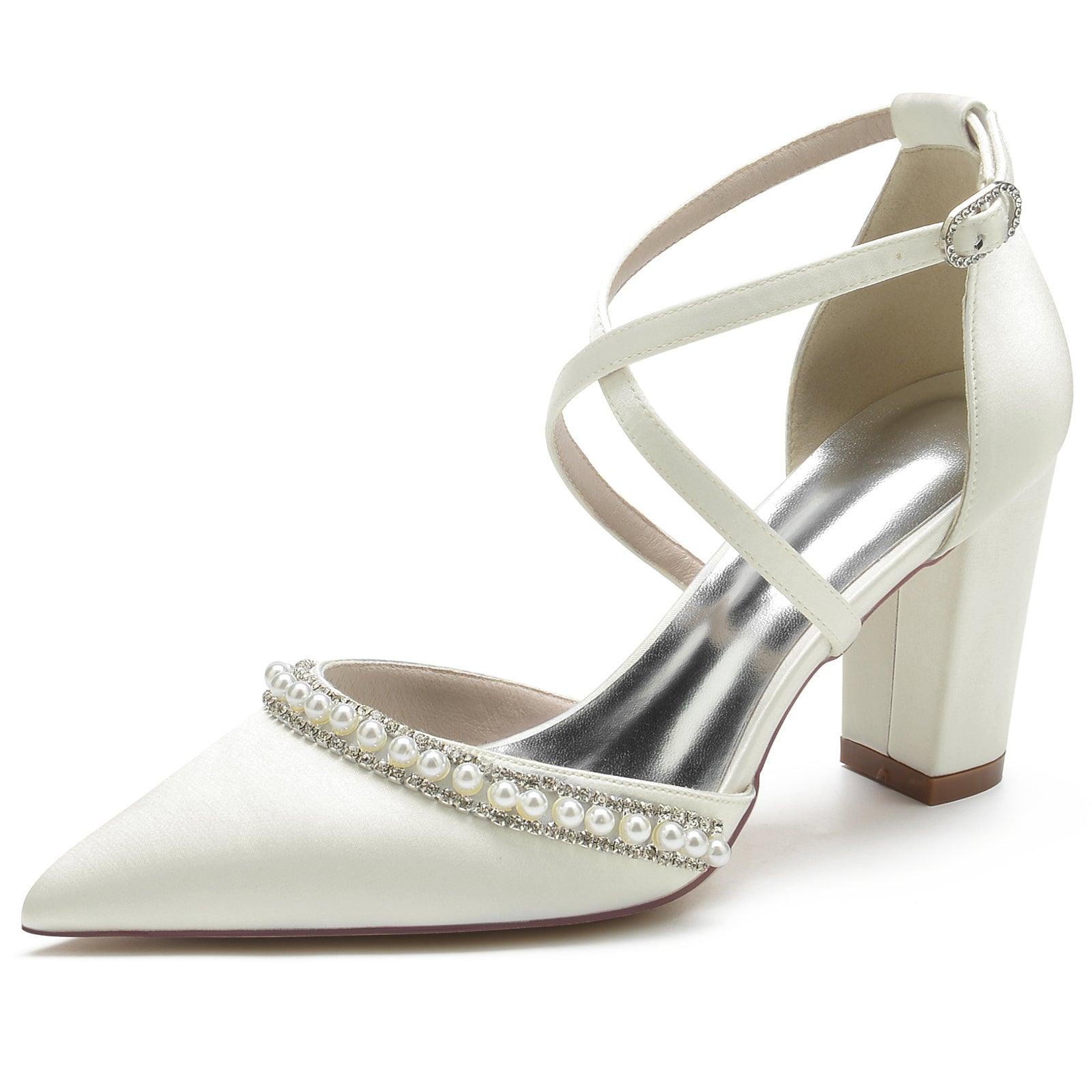 Chunky Heel 8.5cm Silk-Like Shoes CK0189 - COCOMELODY
