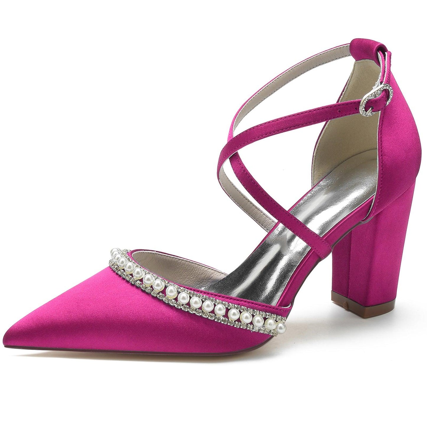 Chunky Heel 8.5cm Silk-Like Shoes CK0189 - COCOMELODY