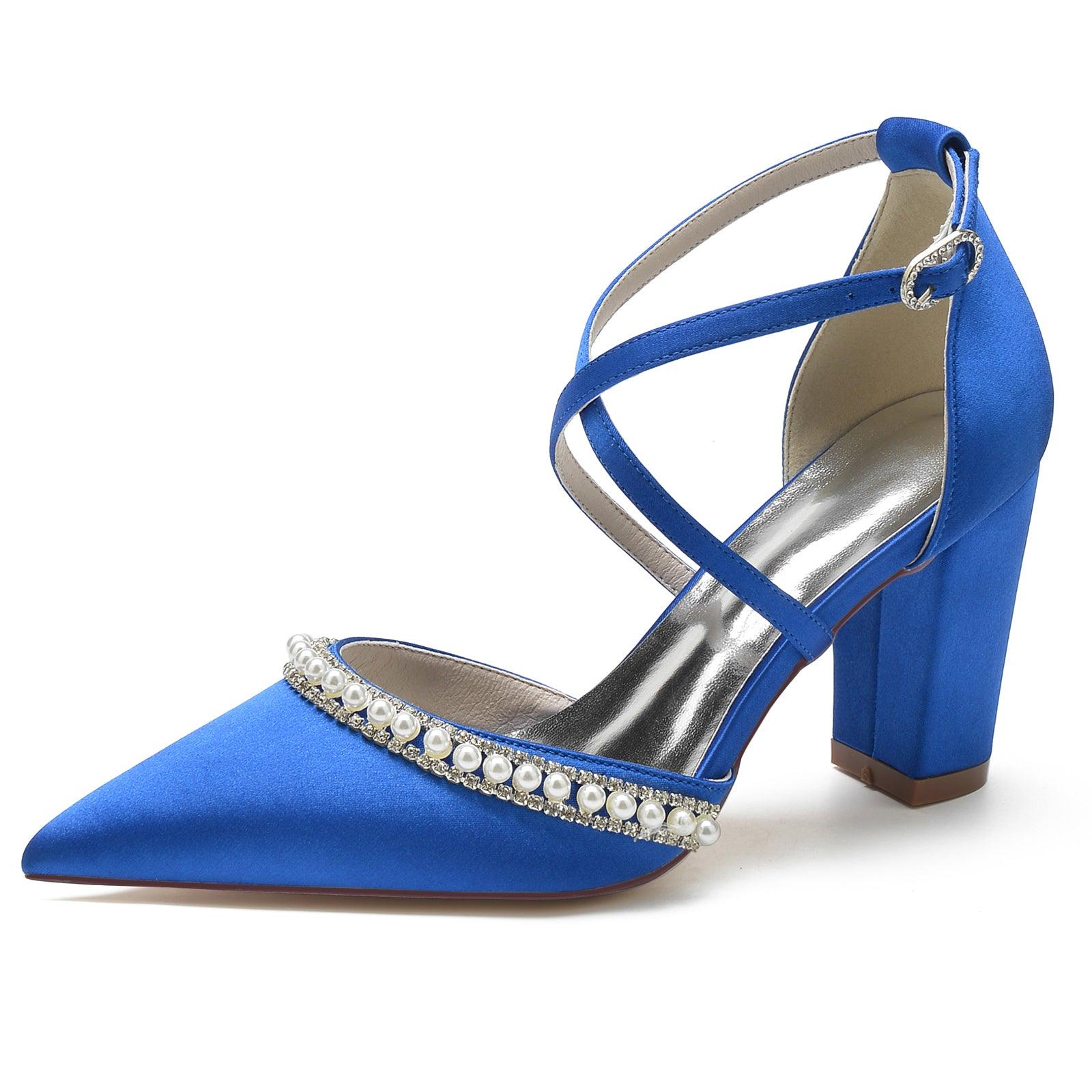 Chunky Heel 8.5cm Silk-Like Shoes CK0189 - COCOMELODY