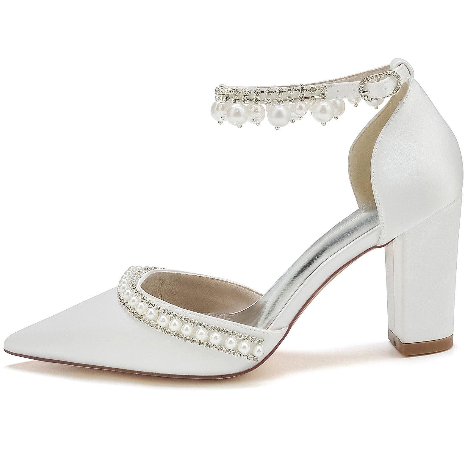 Chunky Heel 8.5cm Silk-Like Shoes CK0190 - COCOMELODY