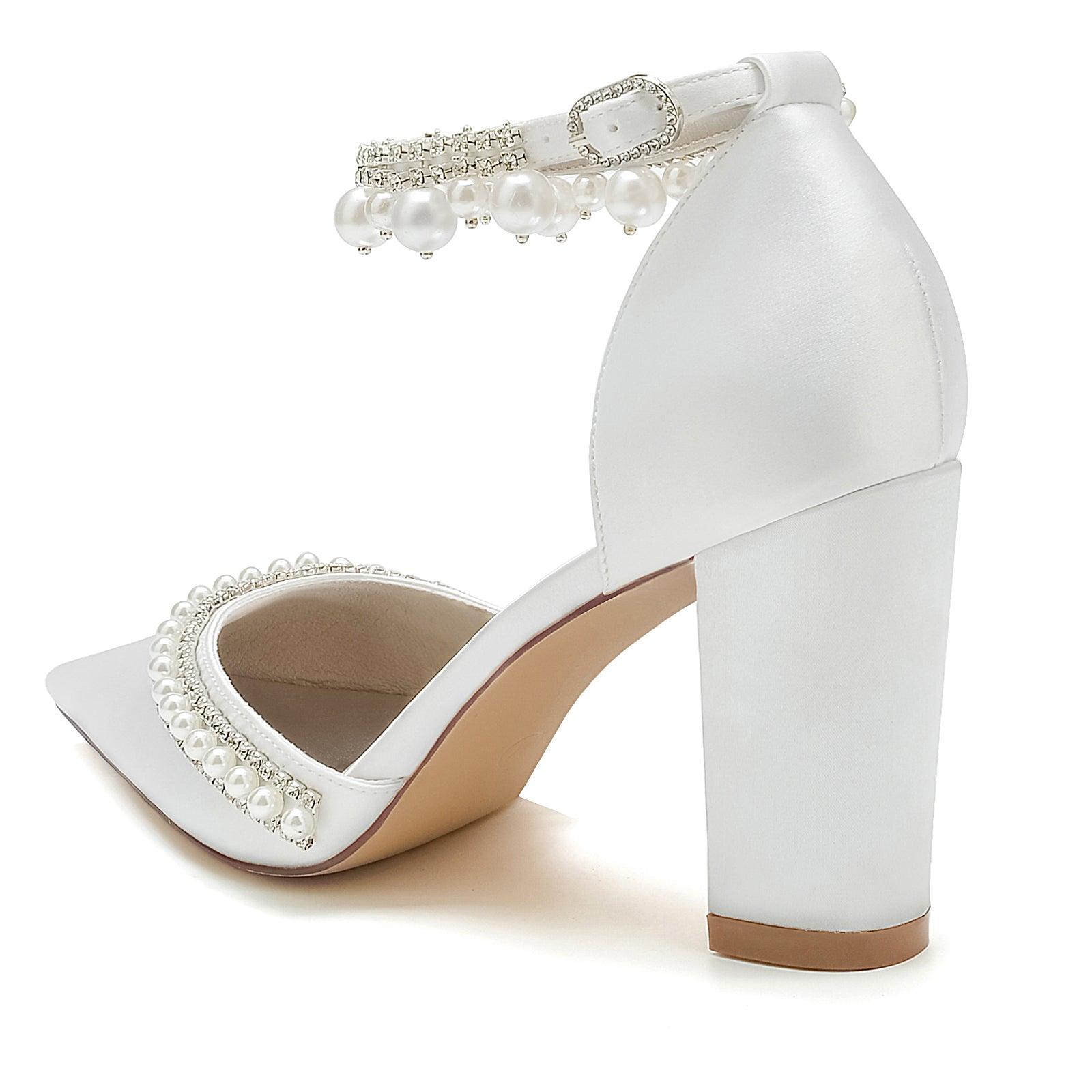 Chunky Heel 8.5cm Silk-Like Shoes CK0190 - COCOMELODY