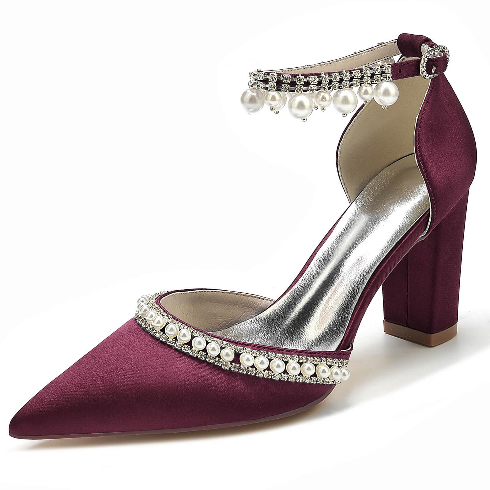Chunky Heel 8.5cm Silk-Like Shoes CK0190 - COCOMELODY